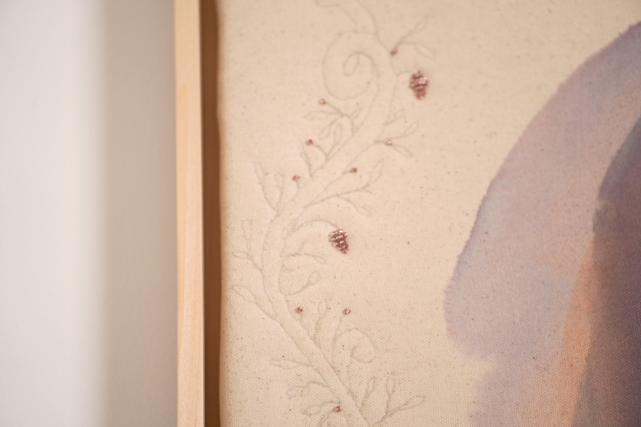 Detailaufnahme von Midbar, gemalt in Öl und Acryl mit Blattgold