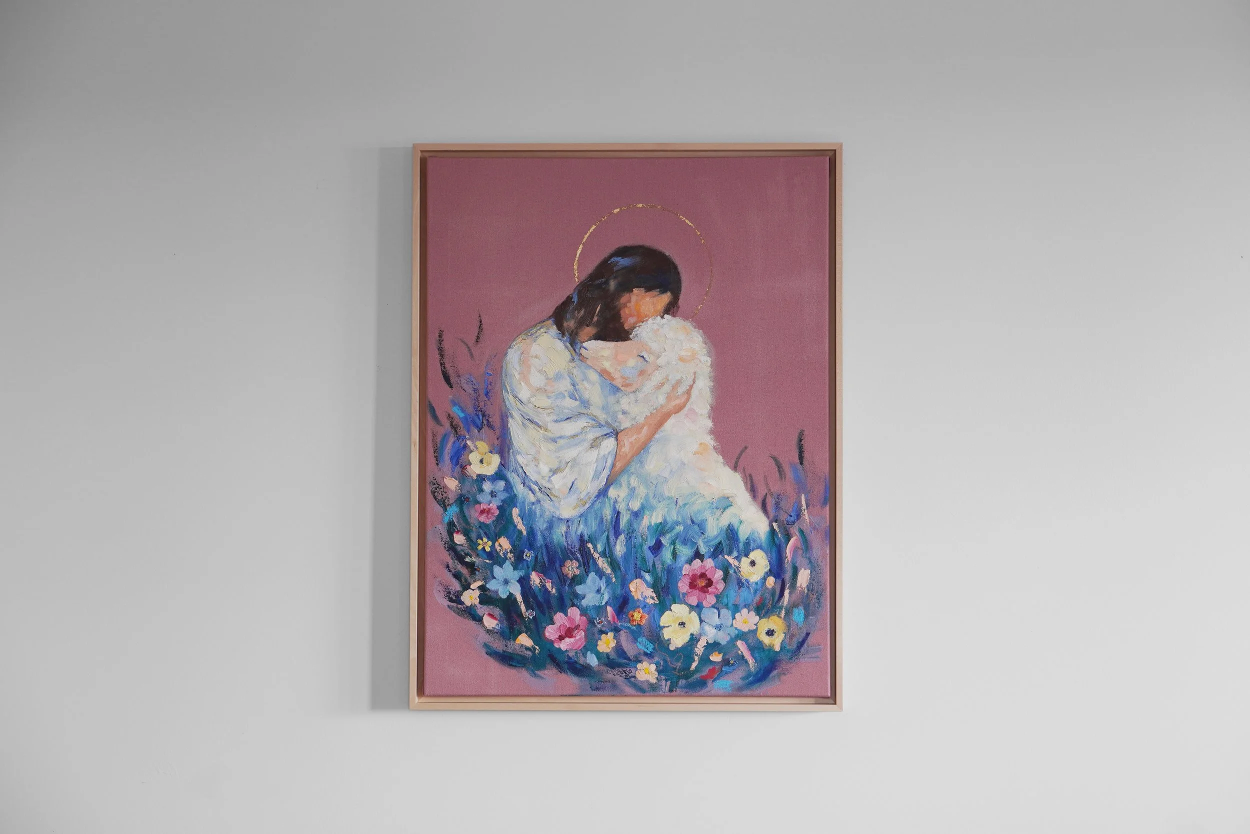 Mir wird nichts mangeln, christliches Gemälde von Natalie Ingerle an einer weißen Wand