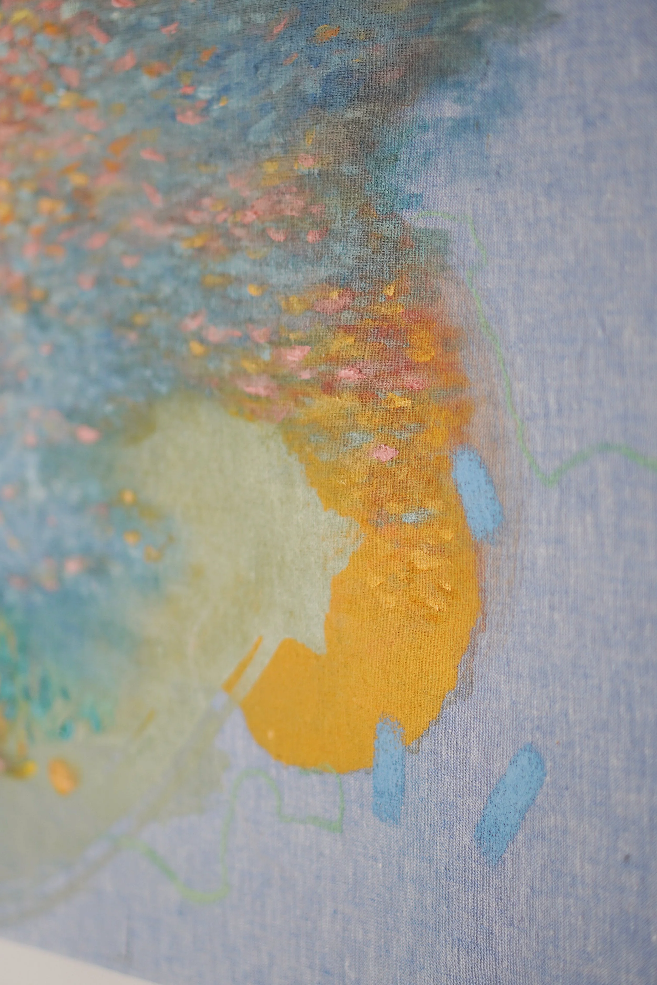 Detailaufnahme von Zu stillen Wassern, gemalt in Öl und Acryl mit Blattgold