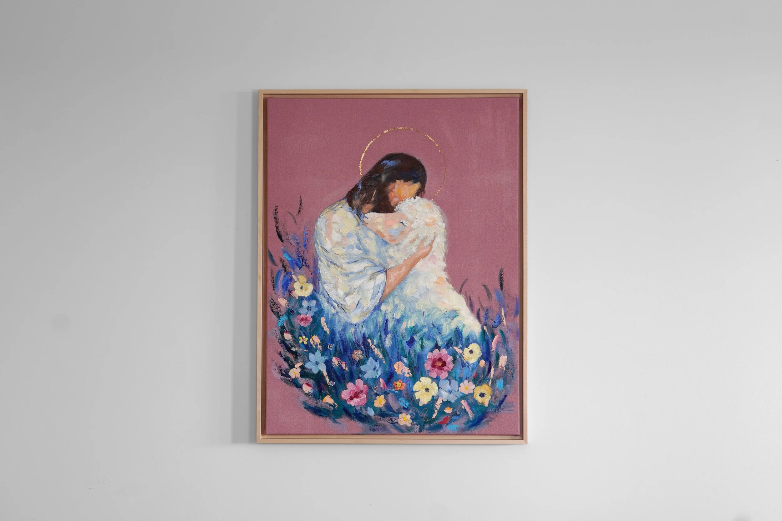 Mir wird nichts mangeln, christliches Gemälde von Natalie Ingerle an einer weißen Wand