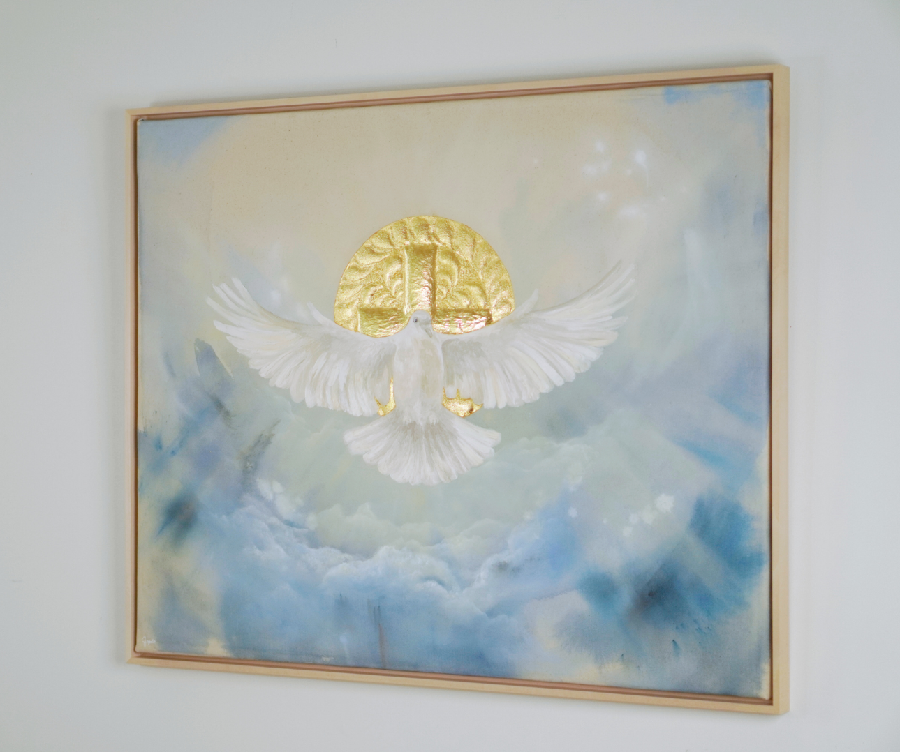 Lebensatem, christliches Gemälde von Natalie Ingerle an einer weißen Wand