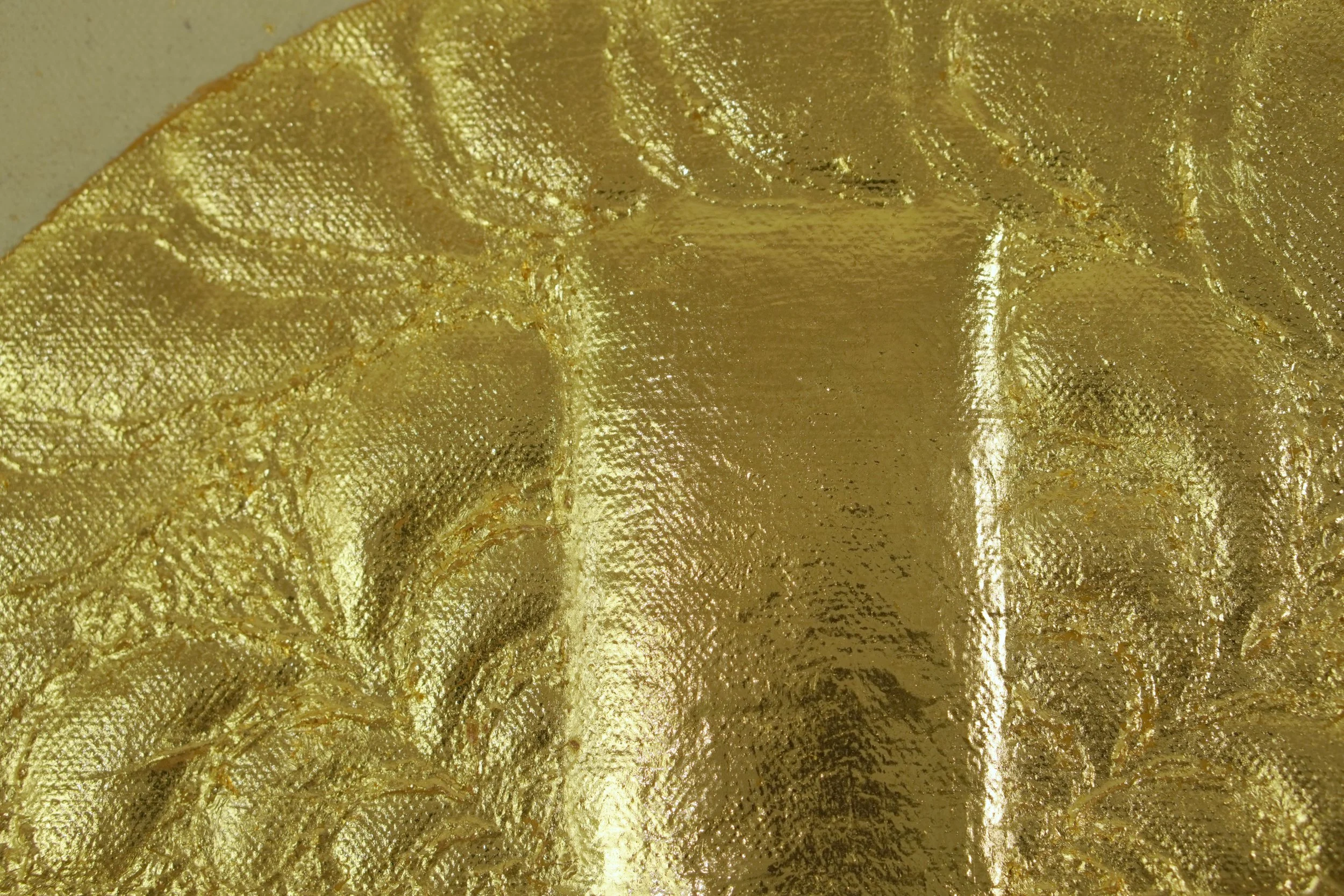 Detailaufnahme von Lebensatem, gemalt in Öl und Acryl mit Blattgold