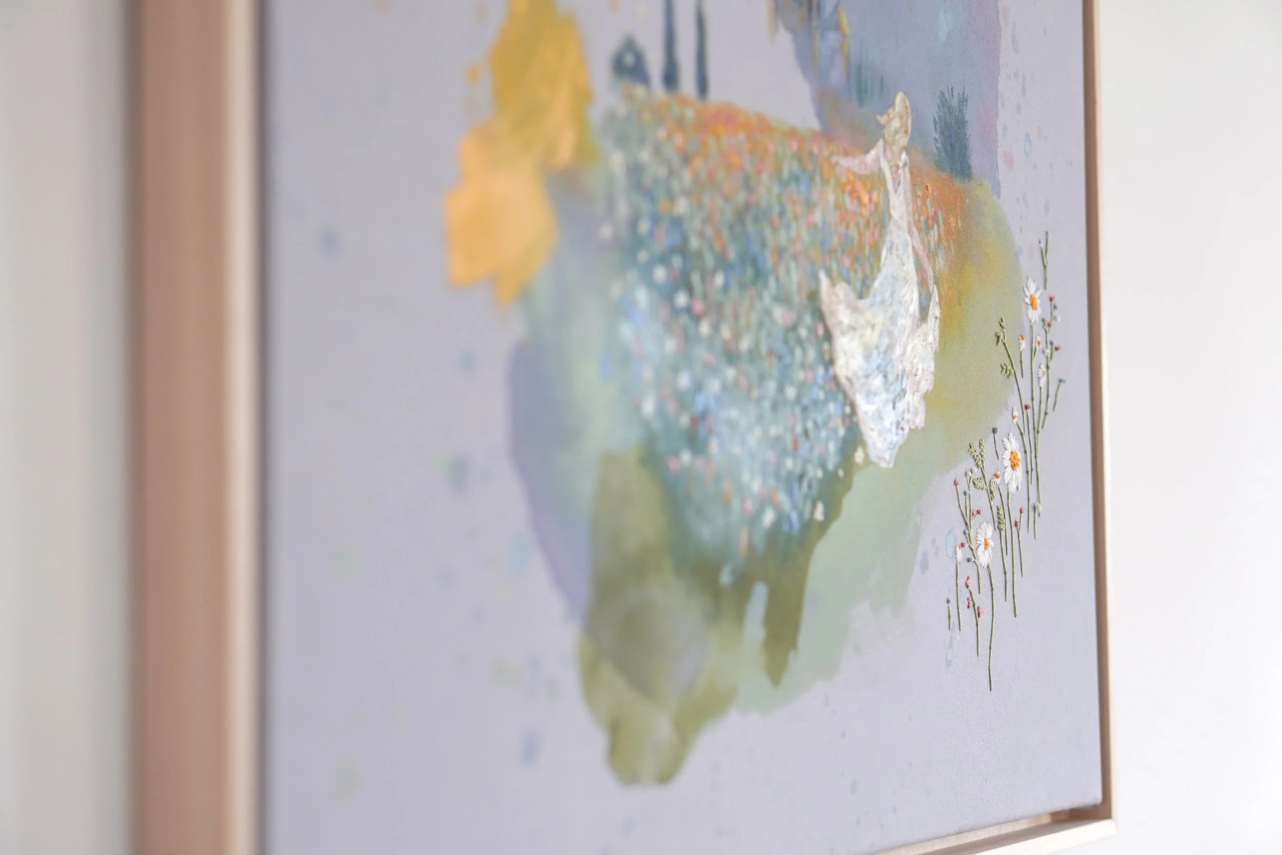 Detailaufnahme von Güte und Barmherzigkeit werden mir folgen mein Leben lang, gemalt in Öl und Acryl mit Blattgold