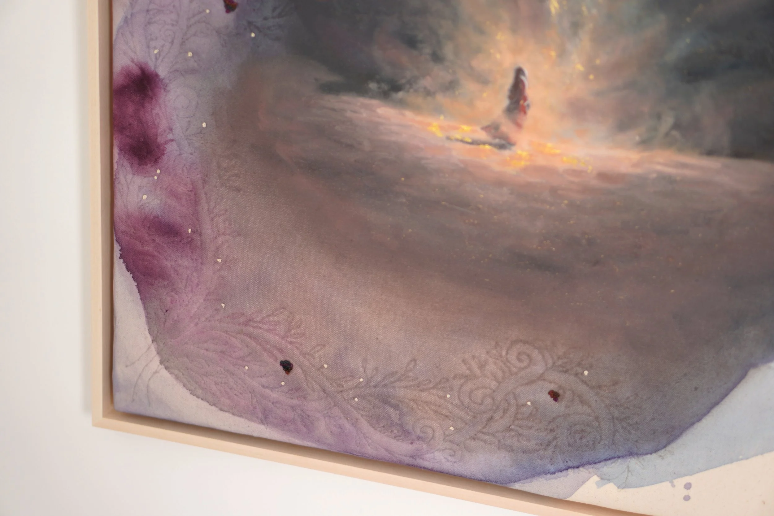 Detailaufnahme von In Seinem Licht, gemalt in Öl und Acryl mit Blattgold