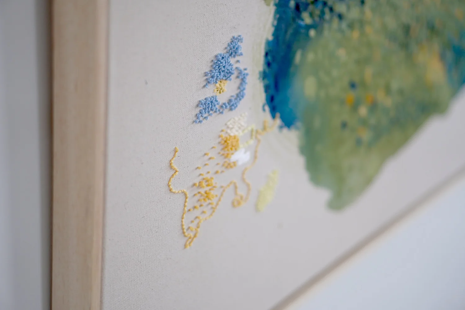 Stickerei auf der Leinwand, Detailaufnahme