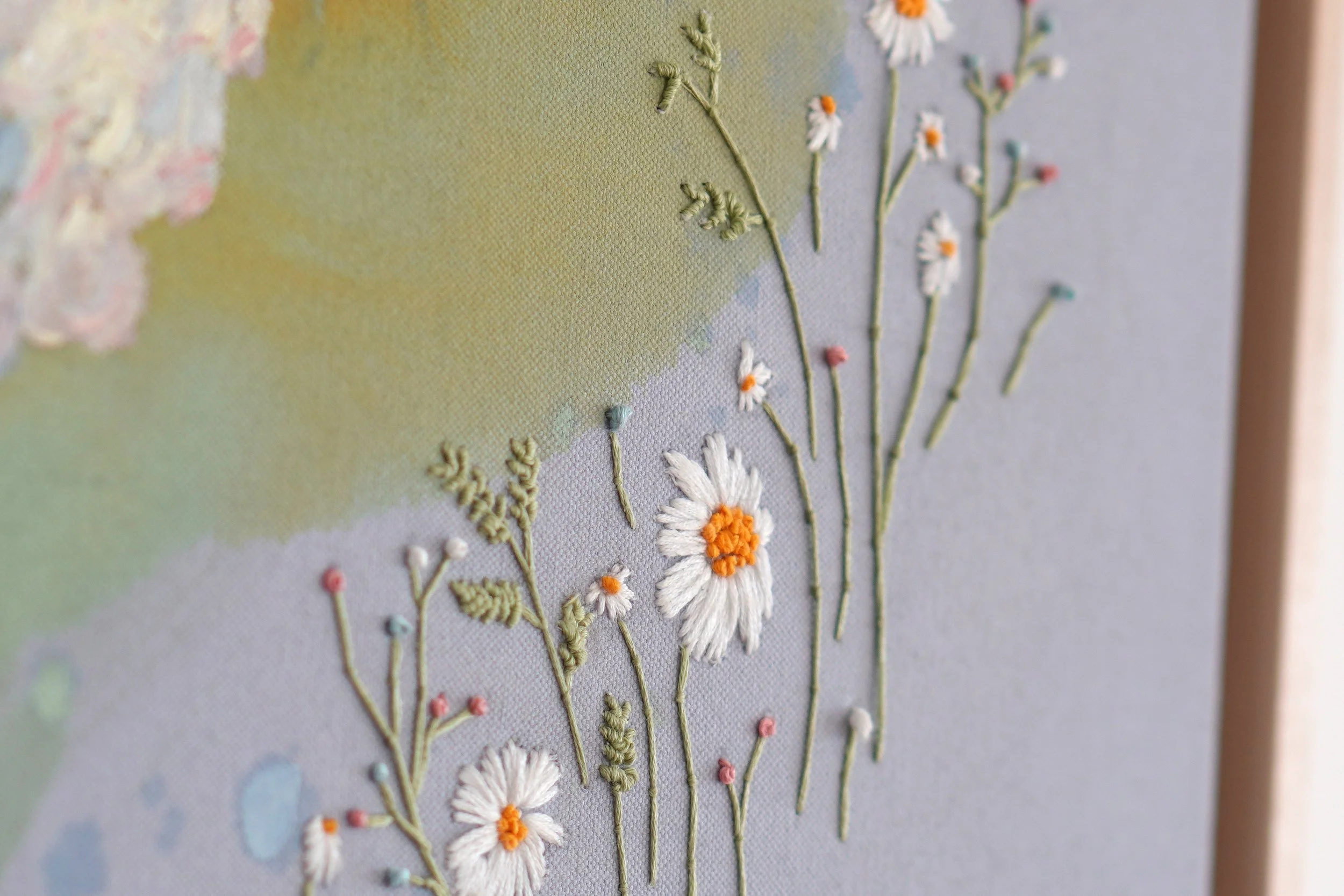 Detailaufnahme von Güte und Barmherzigkeit werden mir folgen mein Leben lang, gemalt in Öl und Acryl mit Blattgold