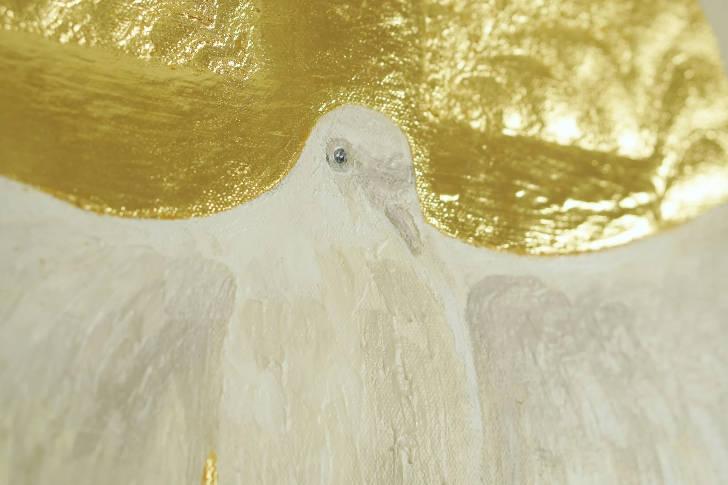 Detailaufnahme von Lebensatem, gemalt in Öl und Acryl mit Blattgold