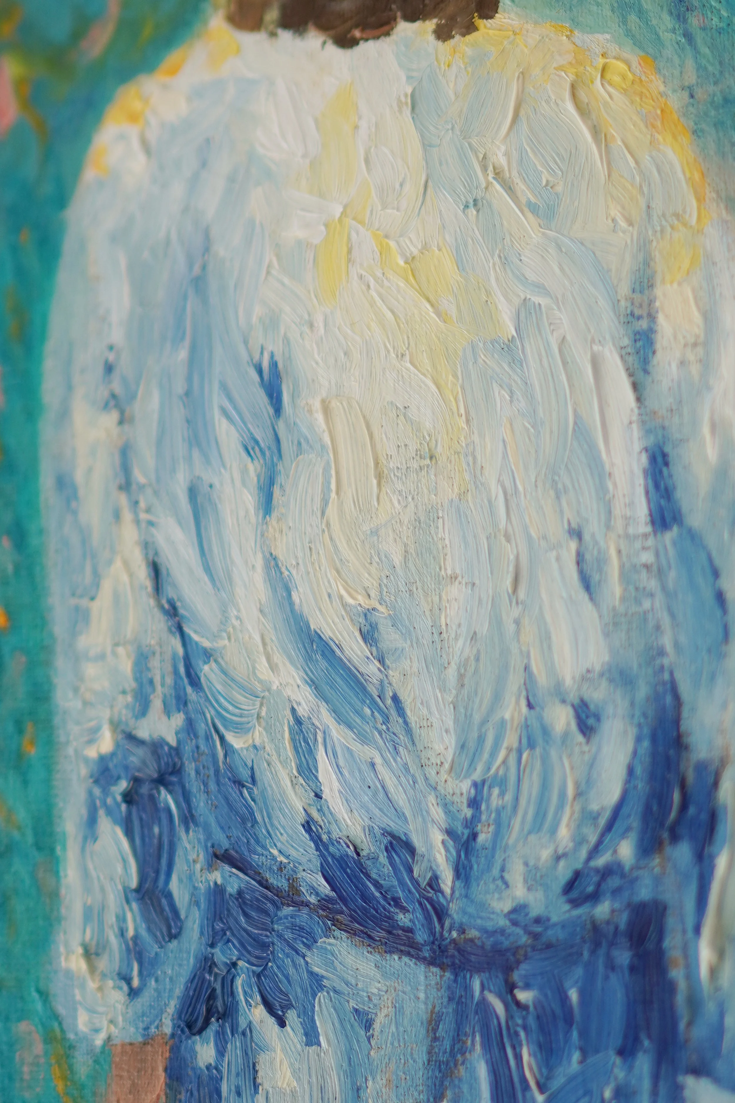 Detailaufnahme von Zu stillen Wassern, gemalt in Öl und Acryl mit Blattgold