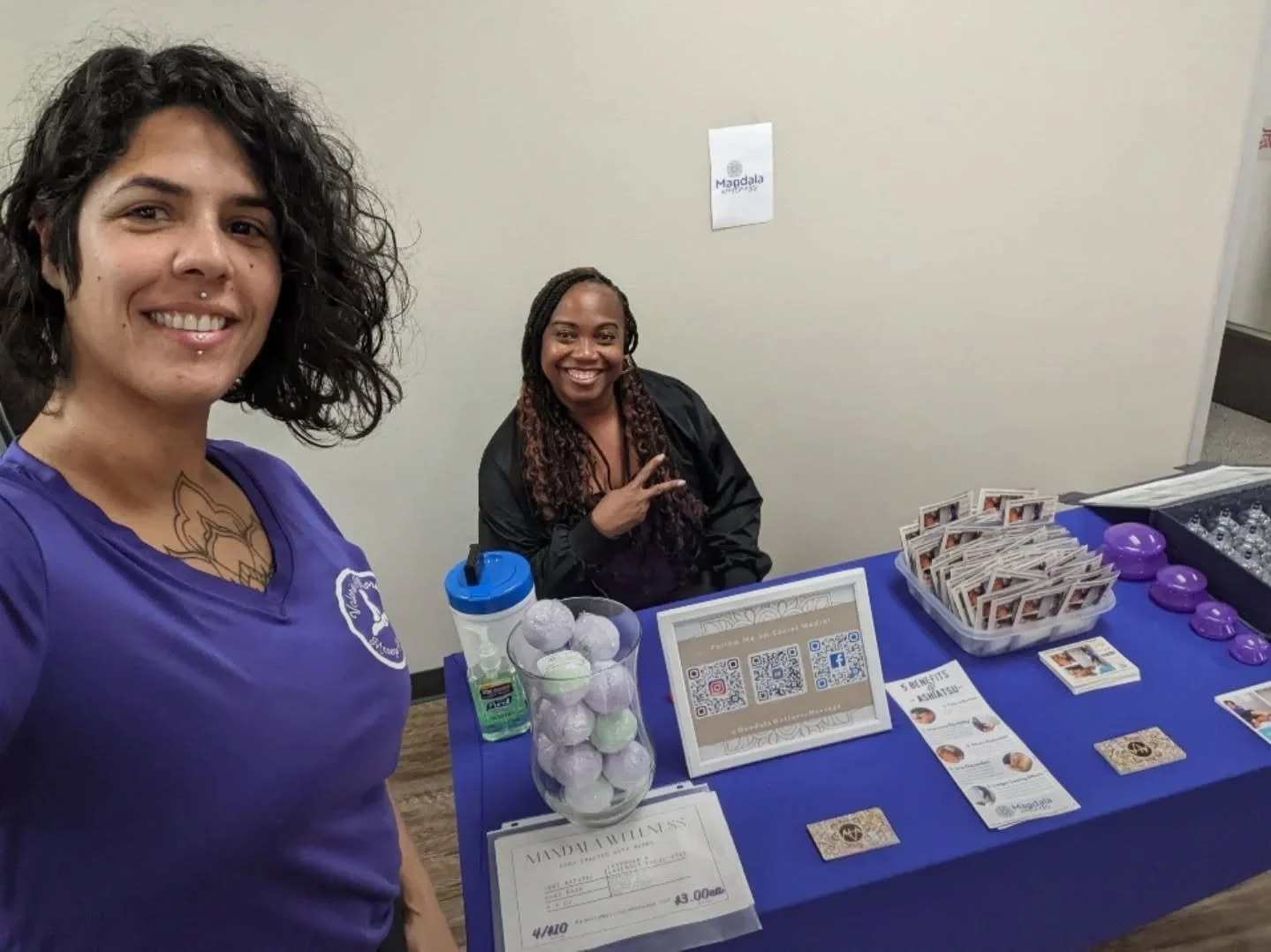 Three years ago I was out there trying to promote my massage business, making hand made bath bombs and giving free-trial massages!!! My bestie, Halima Skiles, has always been there,  always so supportive and helpful whenever I needed an extra pair of