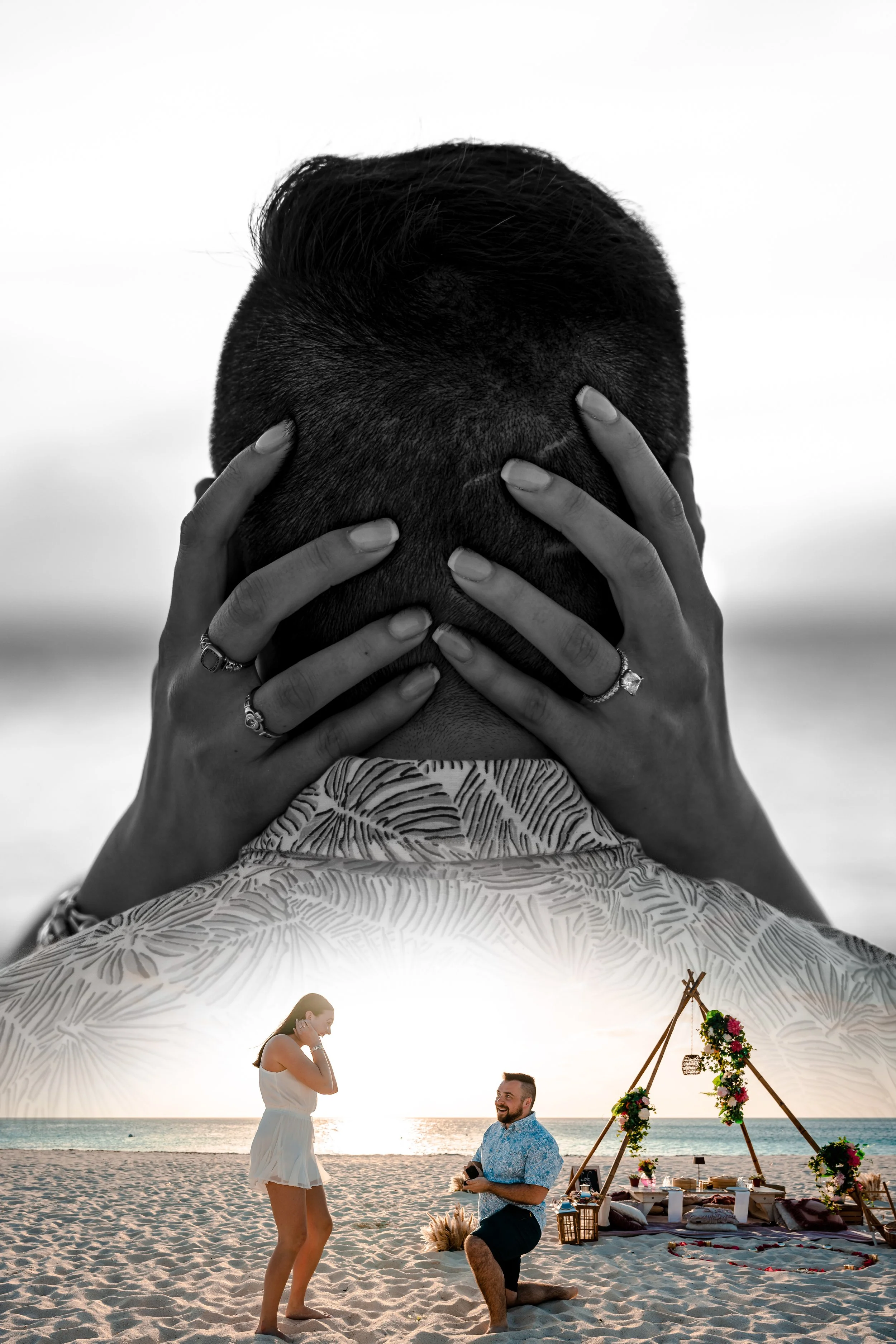 Picnic aruba engagement proposal photographer