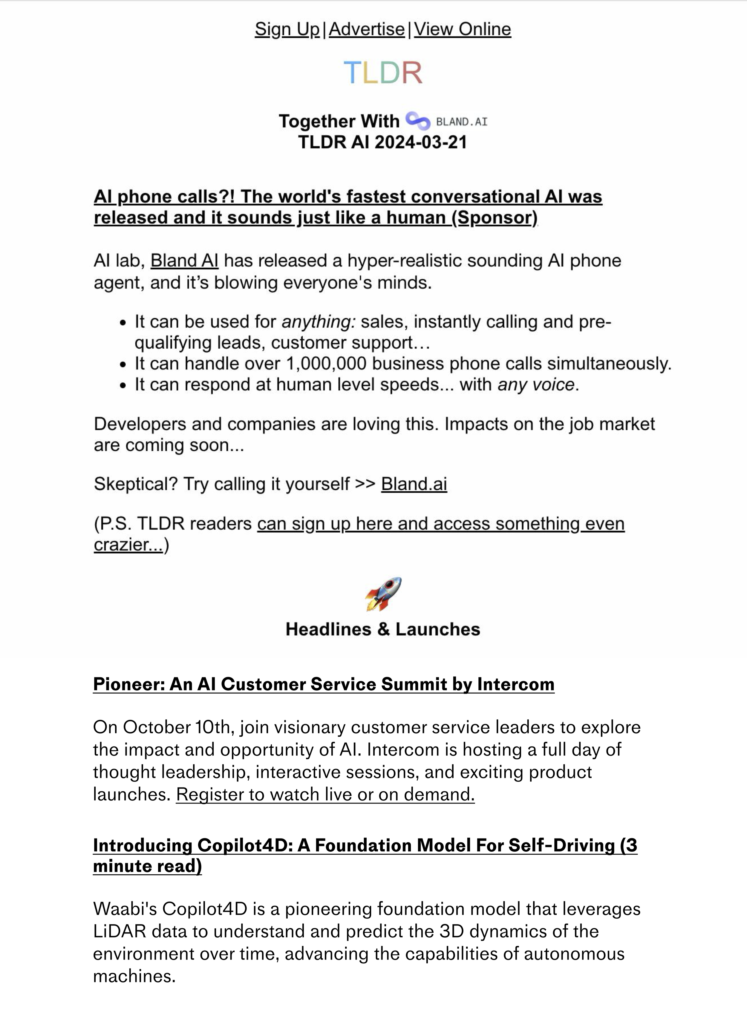 Paid ad in TLDR newsletter