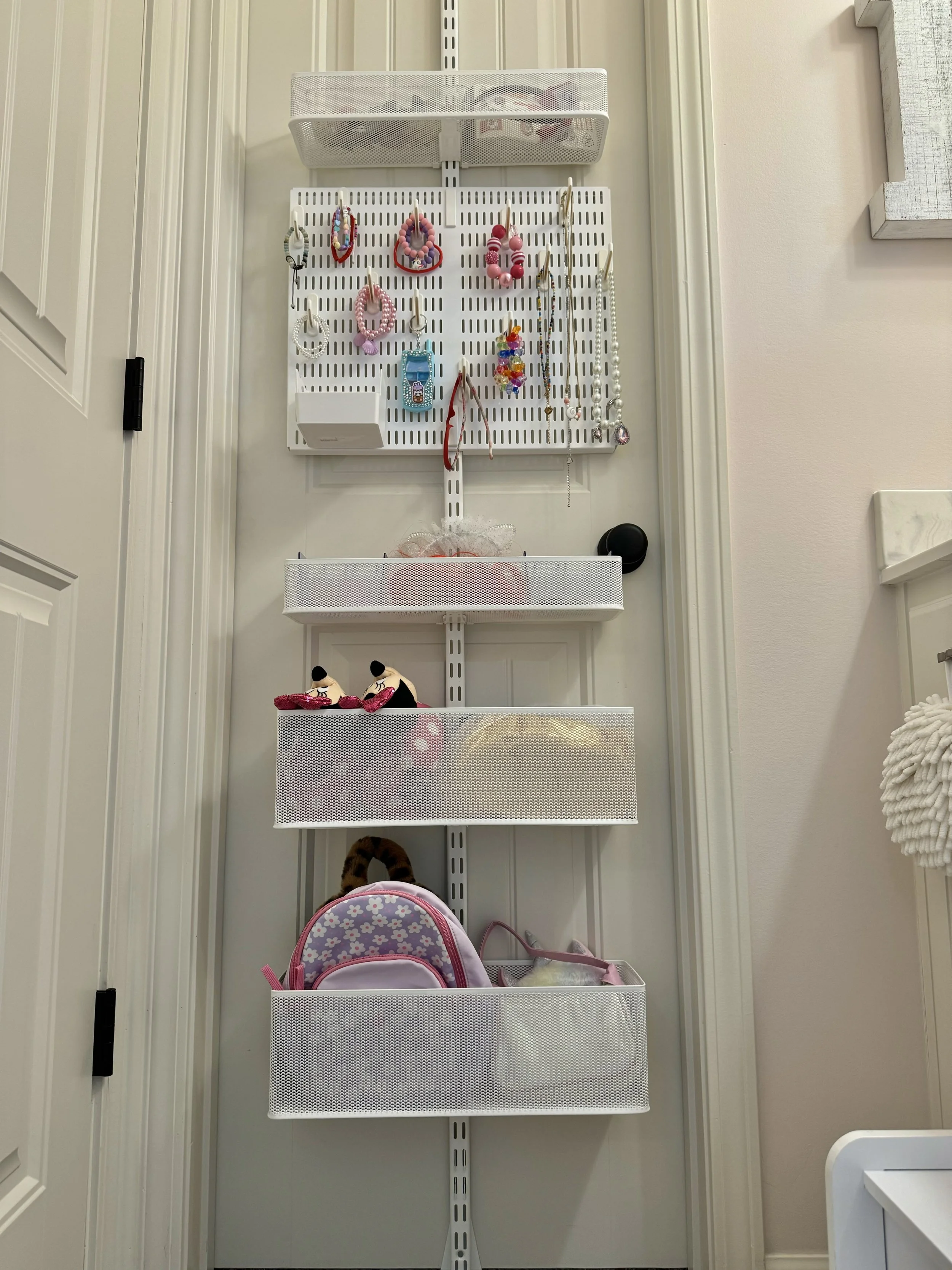 kids girls closet door organization