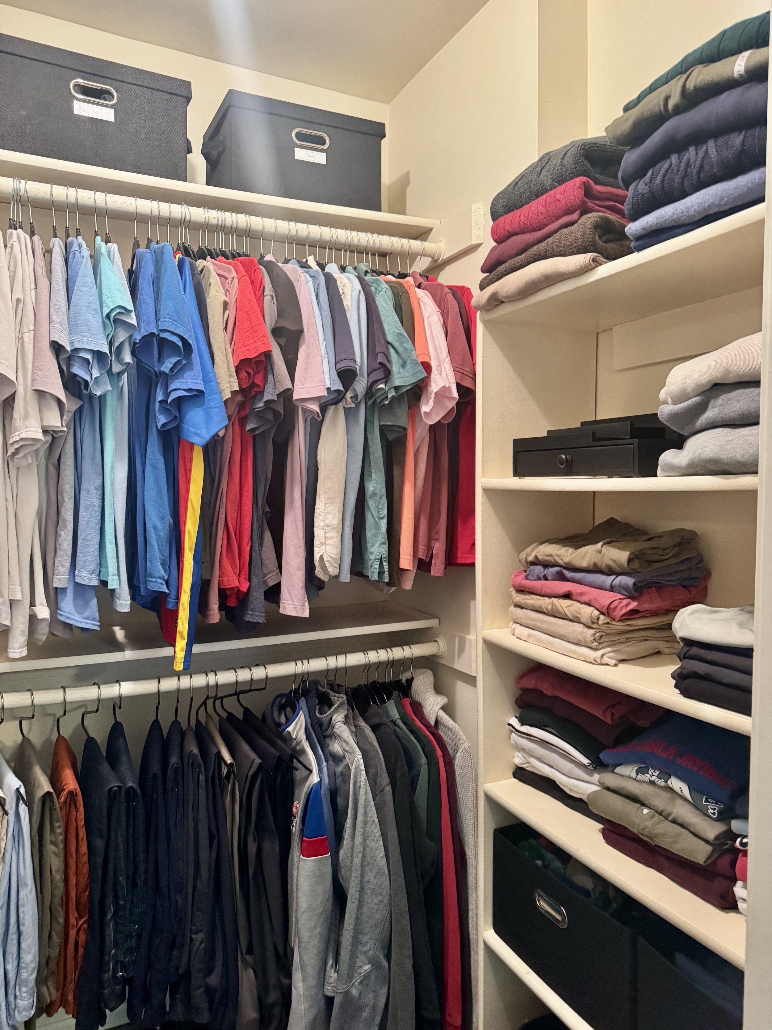 Organized primary closet in Leawood, Kansas by Everyday Organize