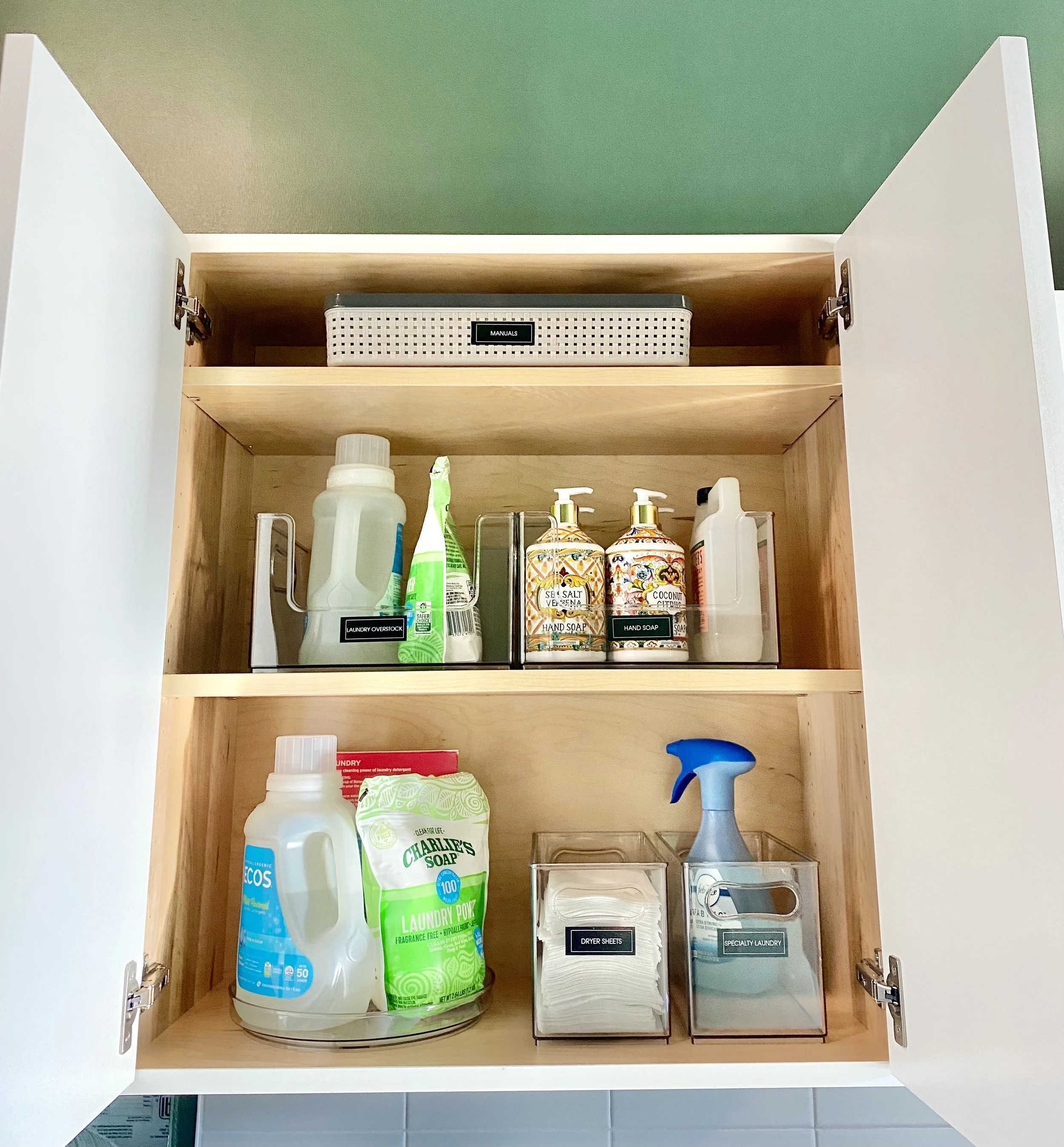 laundry room cabinet organization