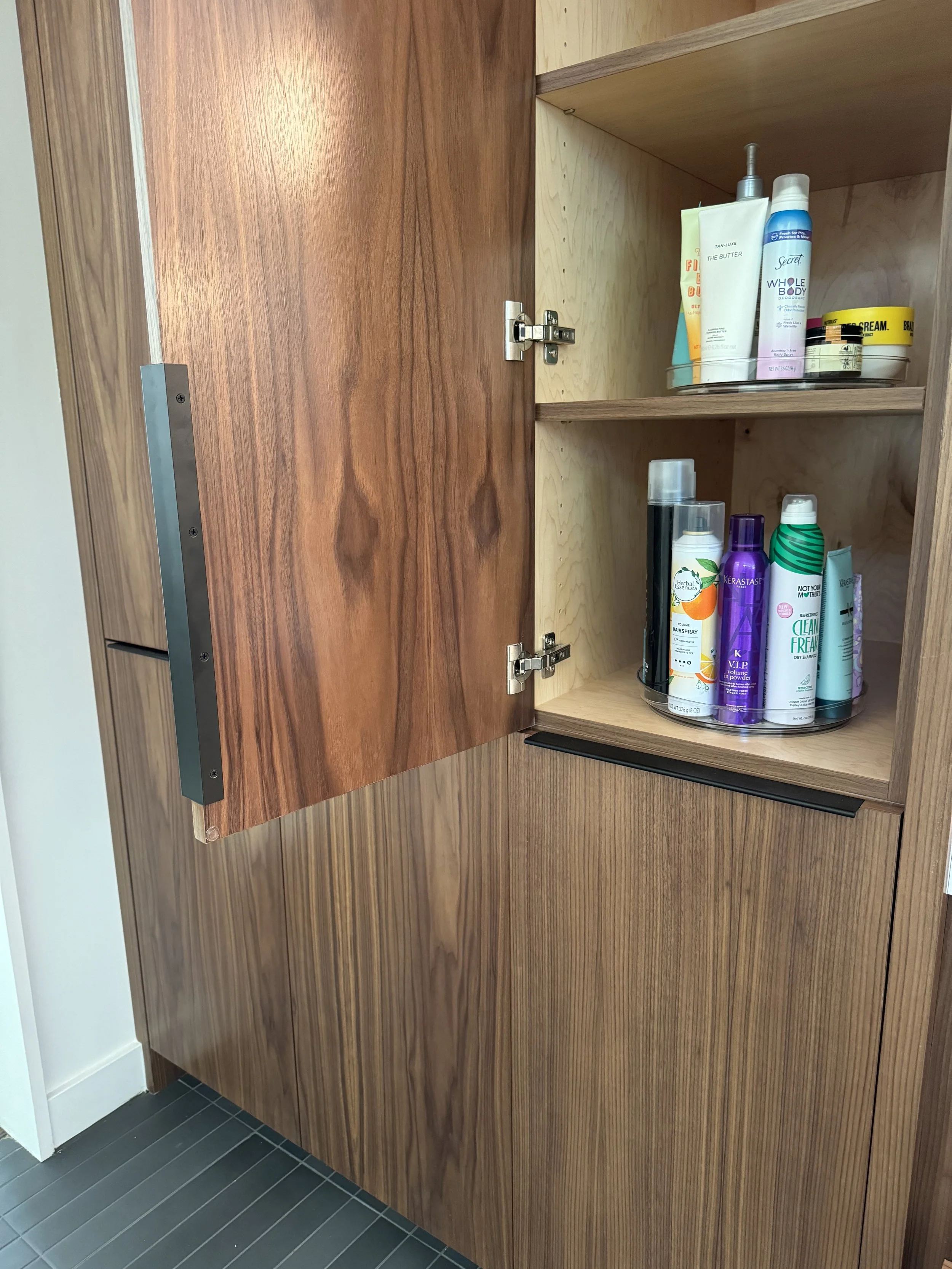 bathroom hair cabinet organize