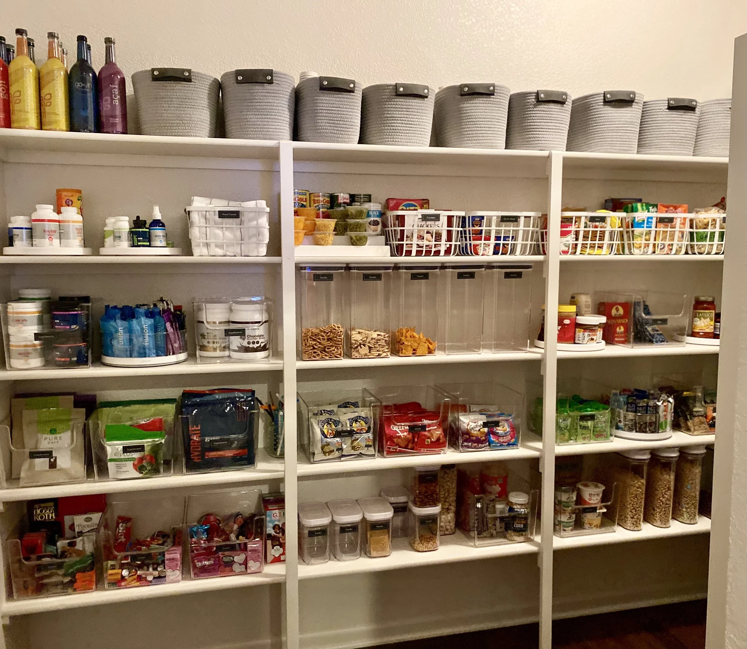 Organized home pantry food beverage organization