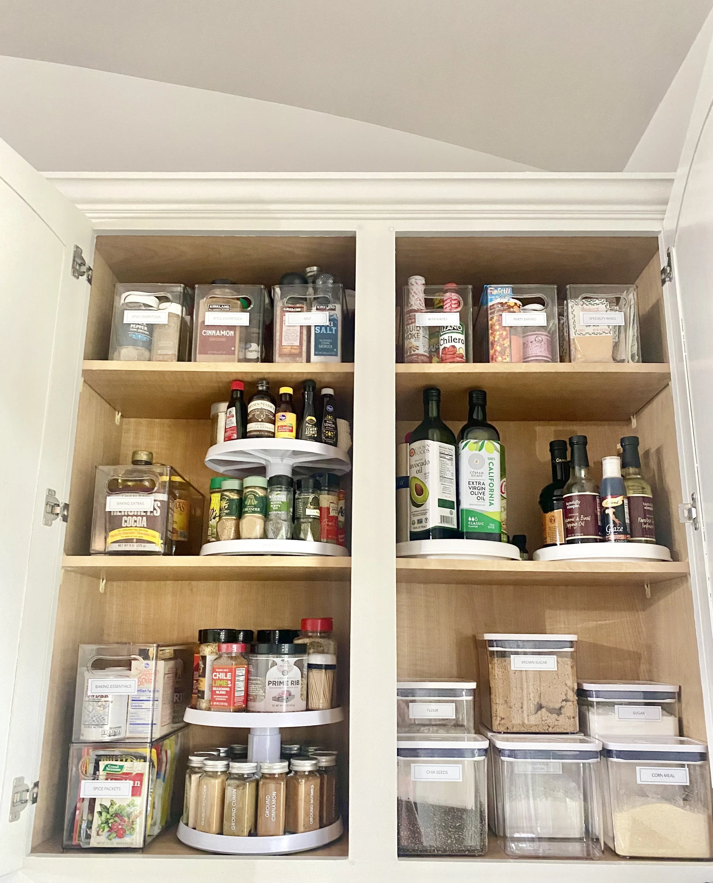 kitchen cabinet spices oils organization
