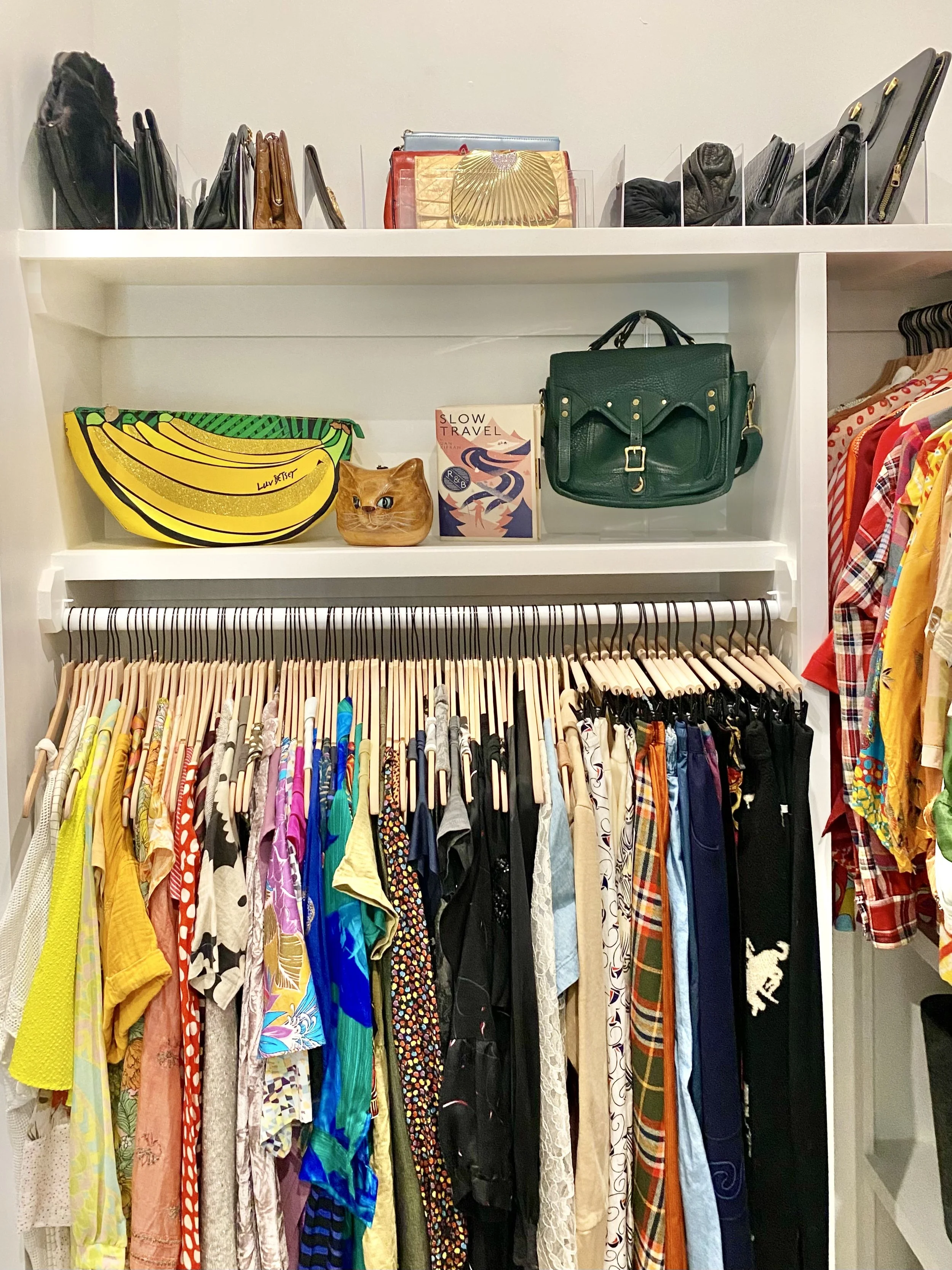 primary master closet handbag organization