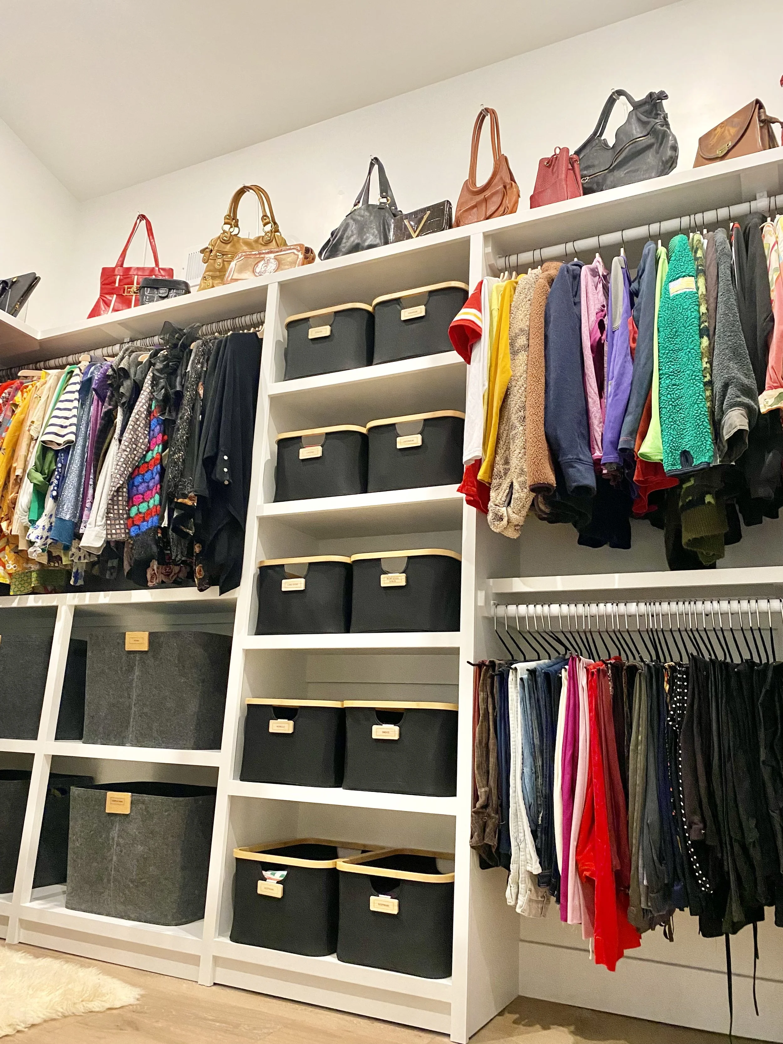 primary master closet handbag organization
