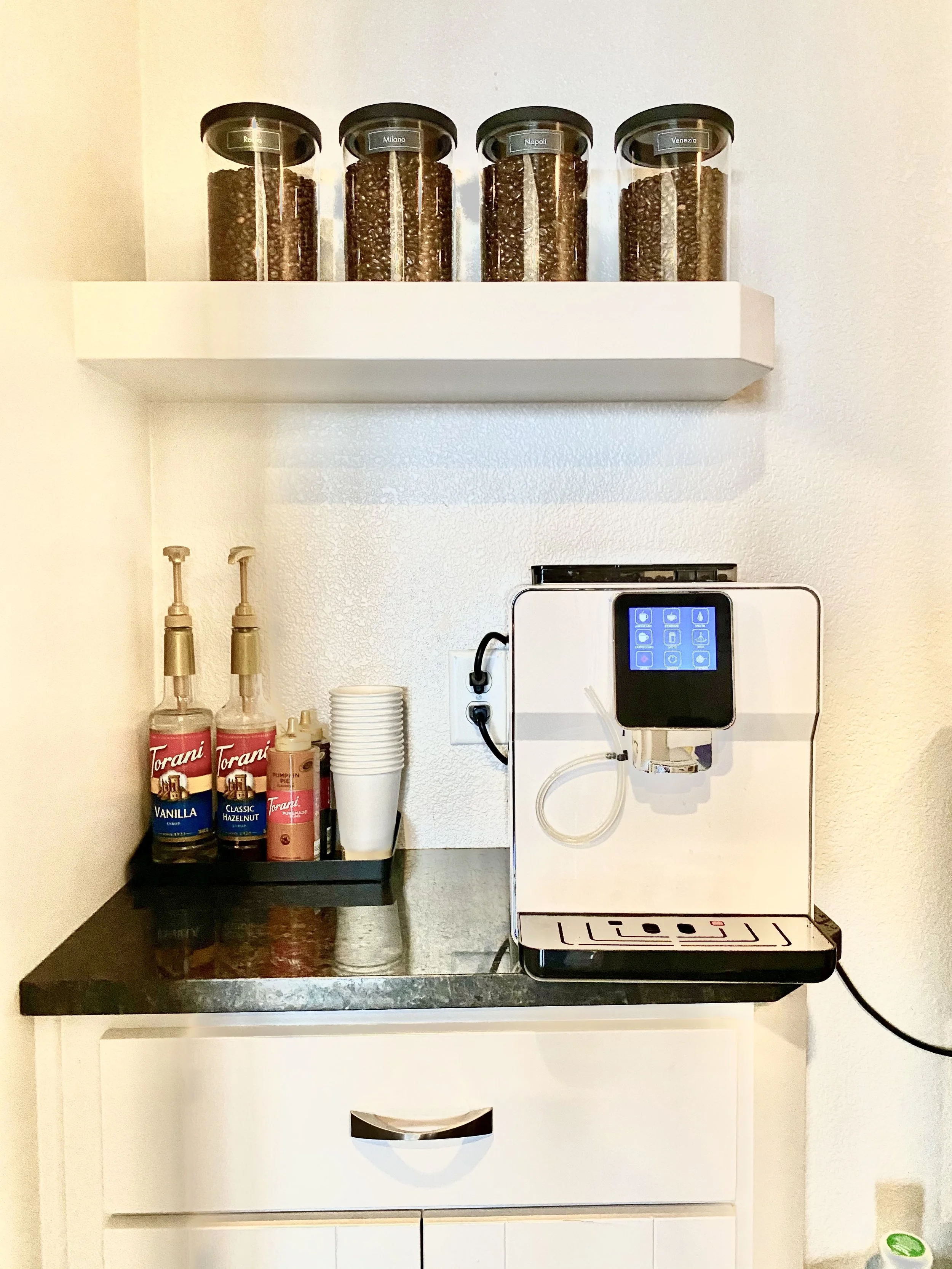 home kitchen coffee bar organization