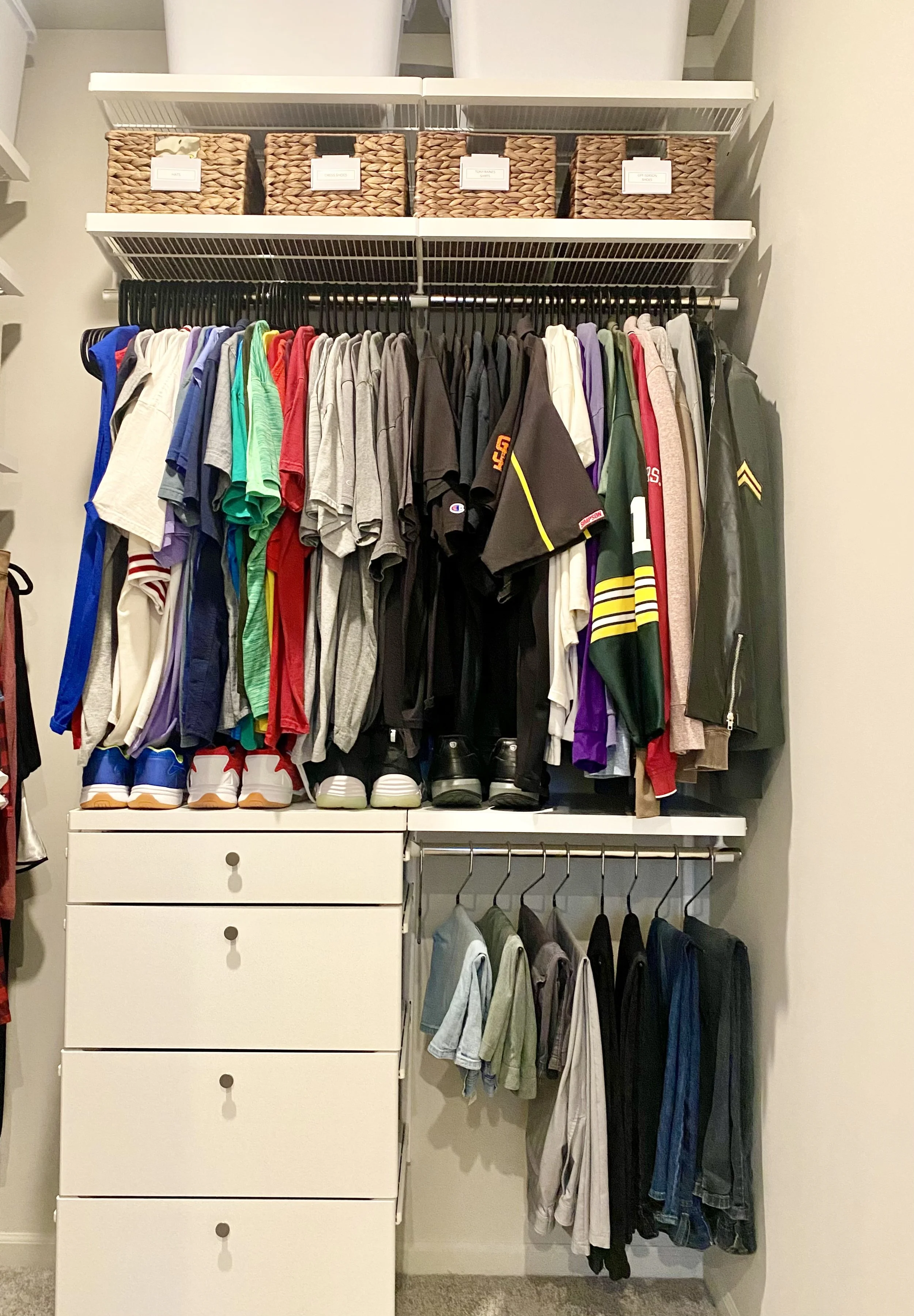 primary master closet organization men