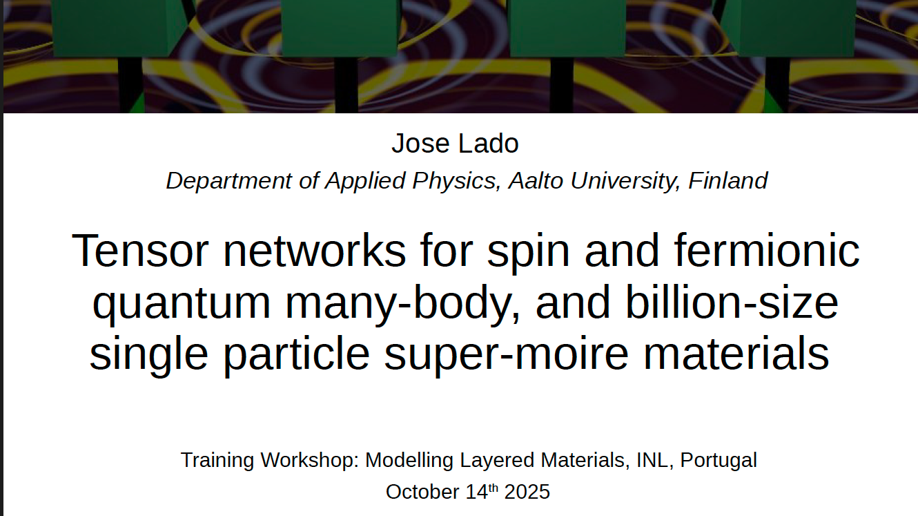 Tensor networks for spin and fermionic quantum many-body, and billion-size single particle super-moire materials