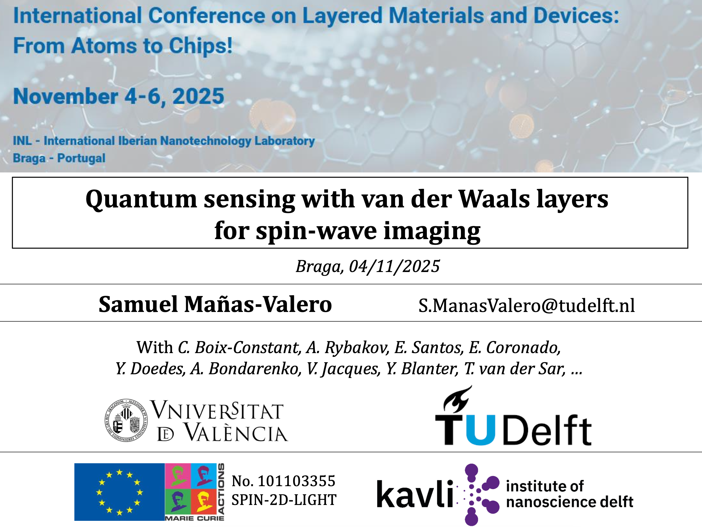 Quantum sensing with van der Waals layers for spin-wave imaging
