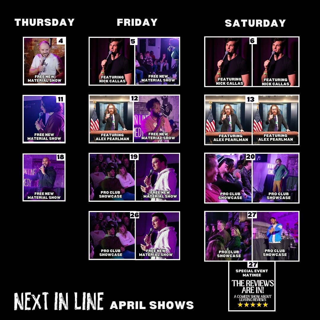 PHILLY! April has some amazing shows coming at Next In Line 🔥 Come through for cheap beer and FREE Federal Donuts 🍩 Click the link in our bio to grab some tickets! 

#comedy #phillycomedy #standup #phillyevents #phillytodo #datenight #phillydates #