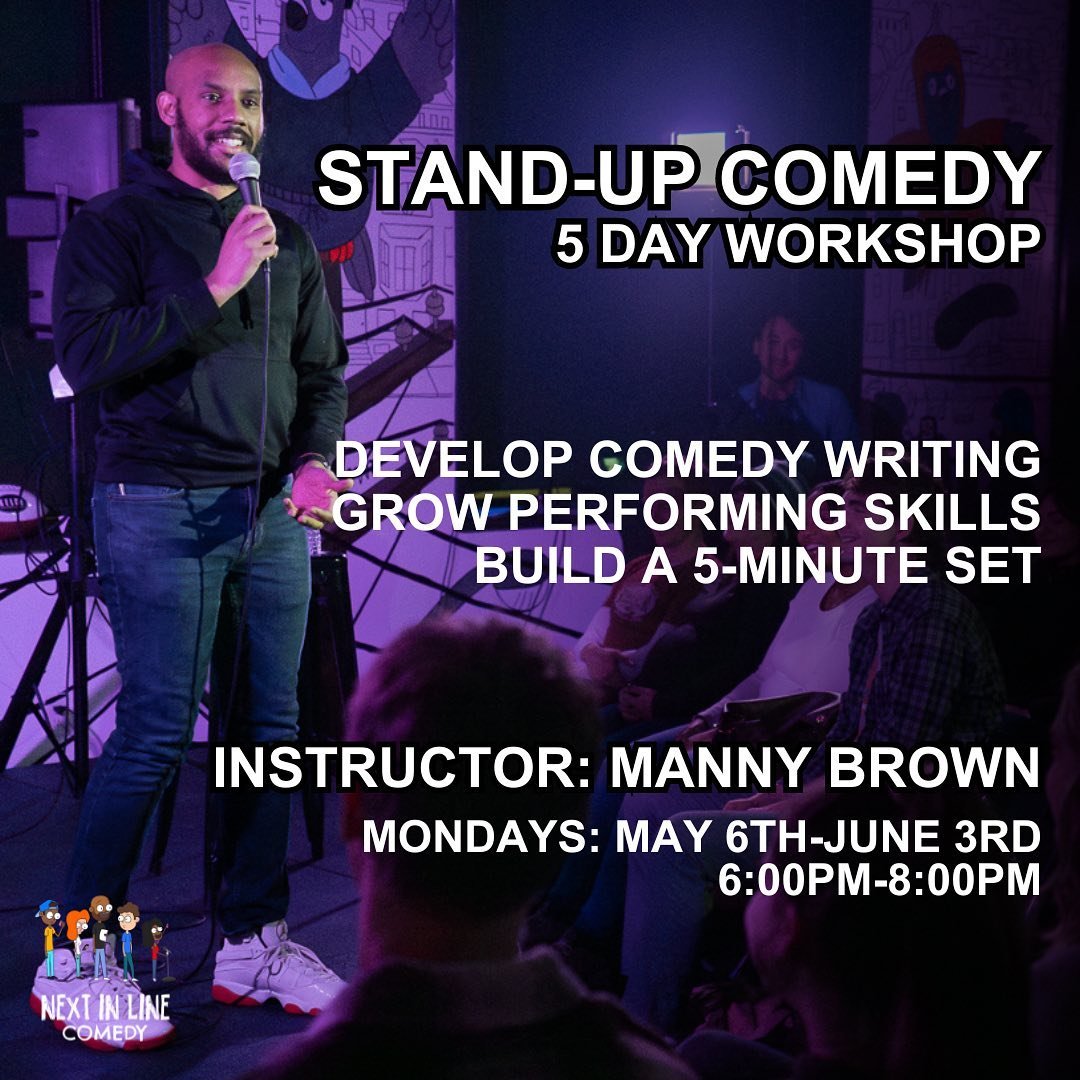 Have you ever dreamed of making people laugh? Then join one of our TWO amazing comedy classes next month 🔥 Join instructors @manny.brown1 or @chanelali to develop your skills and learn the basics. DM us for the signup links!