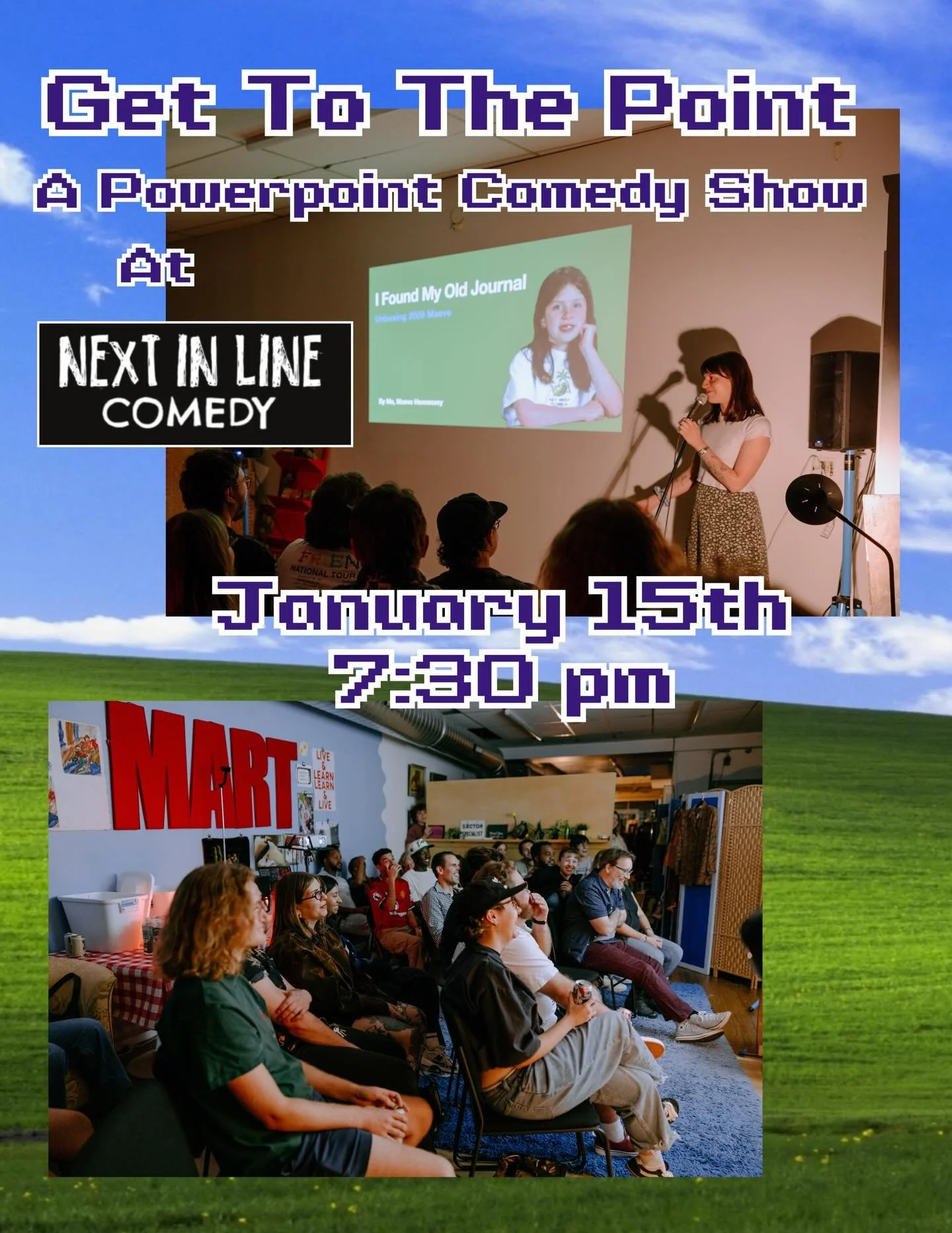 PowerPoints have never been this funny.

Get To The Point is a live PowerPoint comedy show where comedians present hilarious slides on topics that absolutely do not need slides.

📍 Next In Line Comedy, Philadelphia
🗓 Thursday, January 15
🕢 Show at