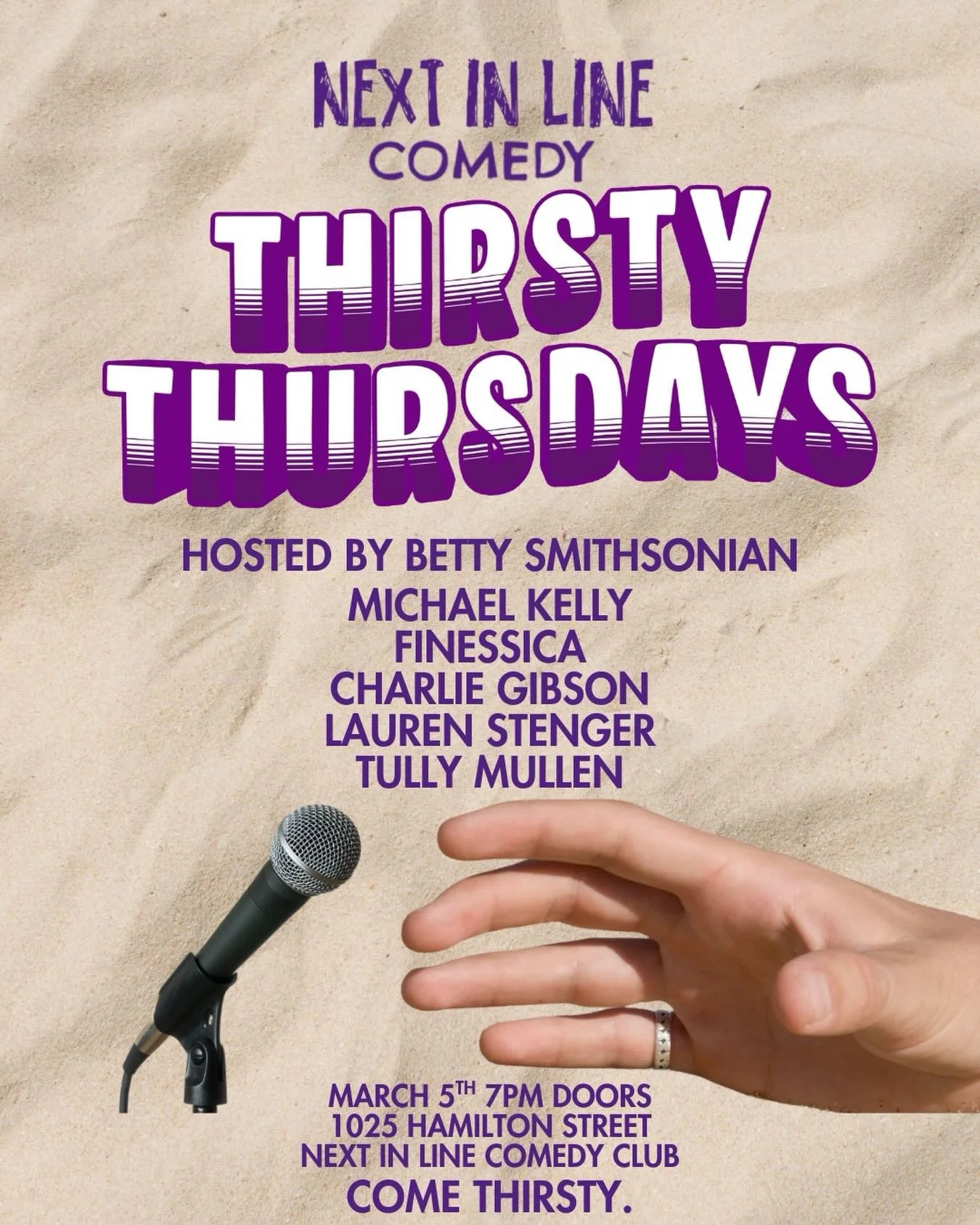Come see comics riff together on topics you suggest, work out new ideas, and possibly get cancelled in real time at Thirsty Thursdays! Join the fun and grab your tickets from the link in bio 🎟️🍺