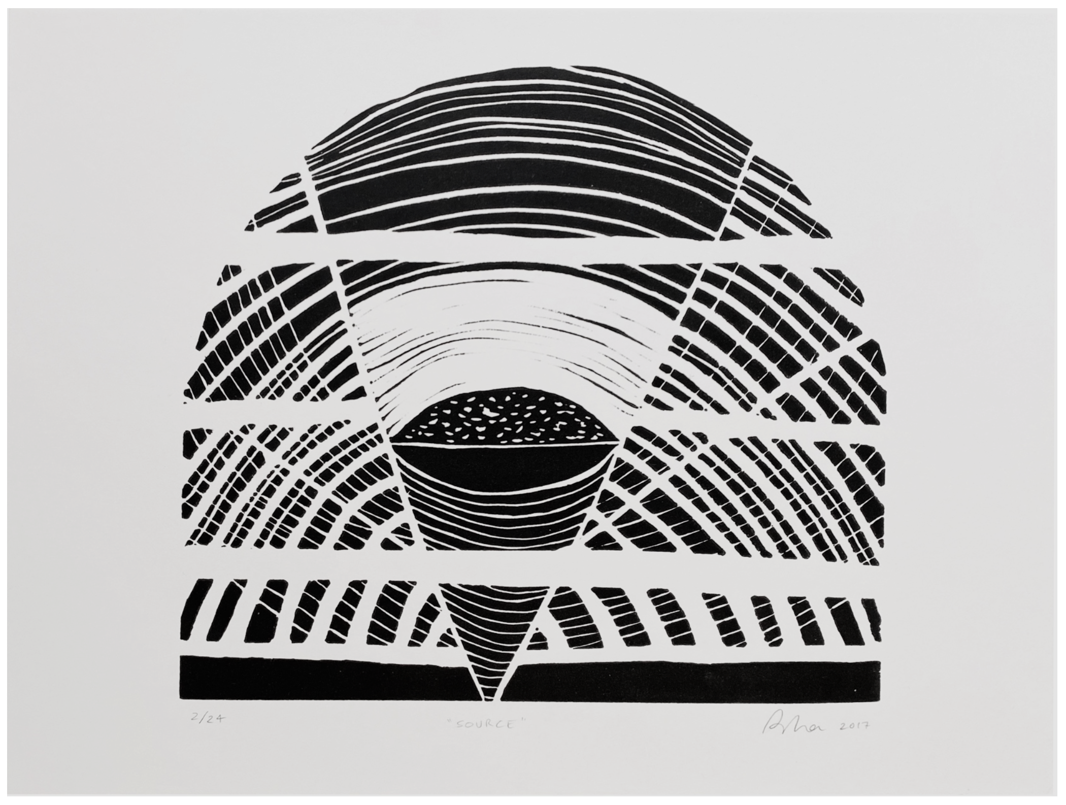 Beverly Acha, Source, 2017, linocut on paper, 9 x 12 inches: $850