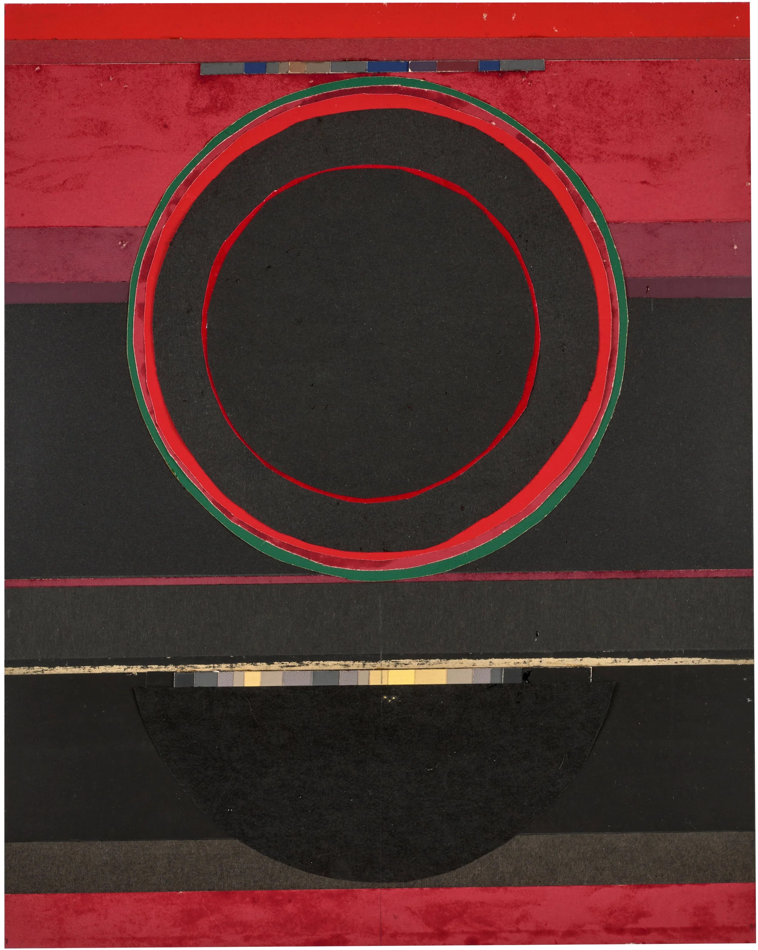 Sewell Sillman, The Sixth Orb (Zurich), 1973, mixed media paper collage, 10 1/2 x 8 1/2 inches