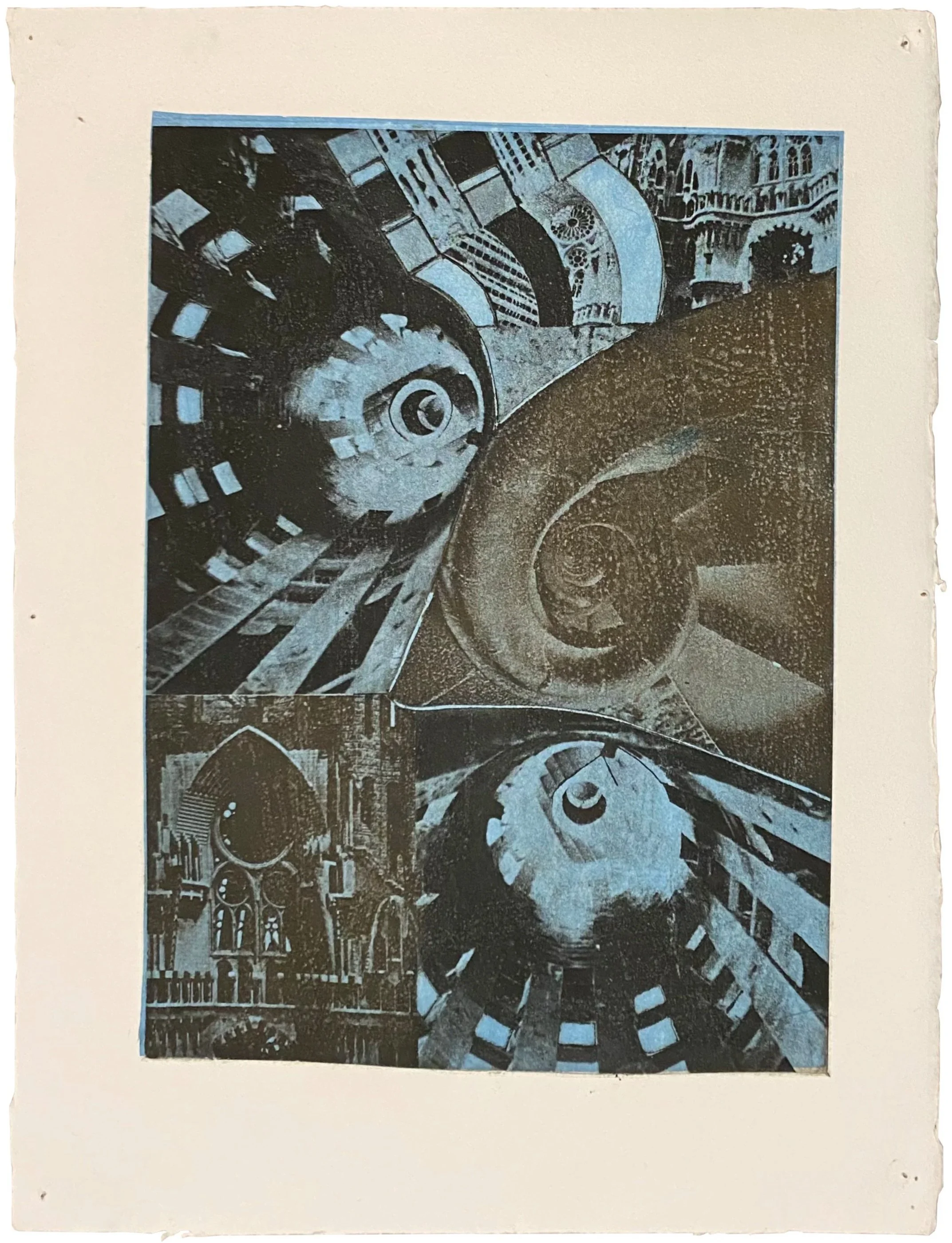 Ralph Arnold, Untitled [Gaudi], c. 1970s, mixed media intaglio with chine collé on BFK Rives paper, 11 1/4 x 8 1/4, image; 14 3/4 x 11 1/4 inches, sheet: $850