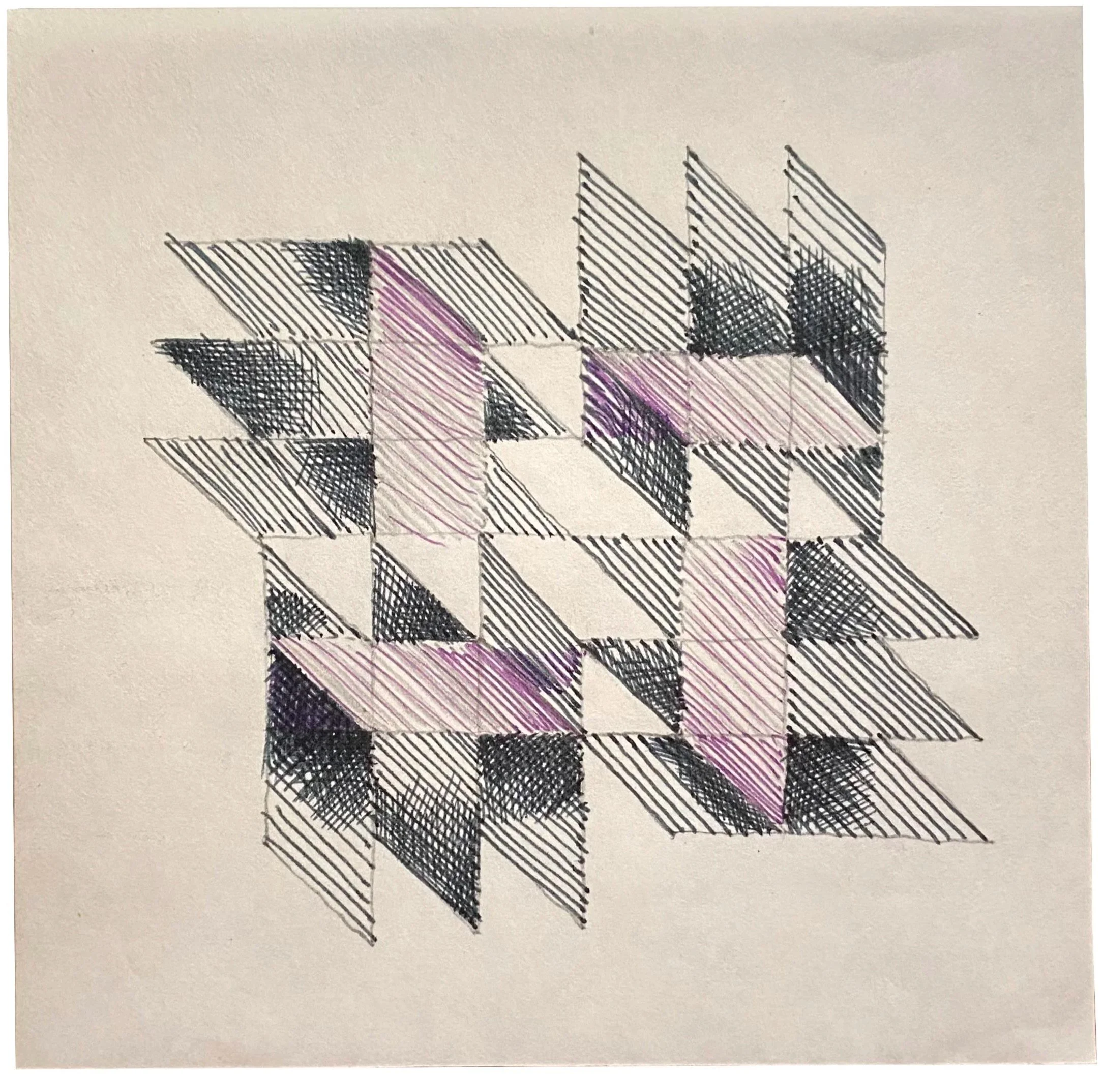 Sewell Sillman, Untitled [Sketch], c. 1977, ink and graphite on paper, 5 x 5 inches