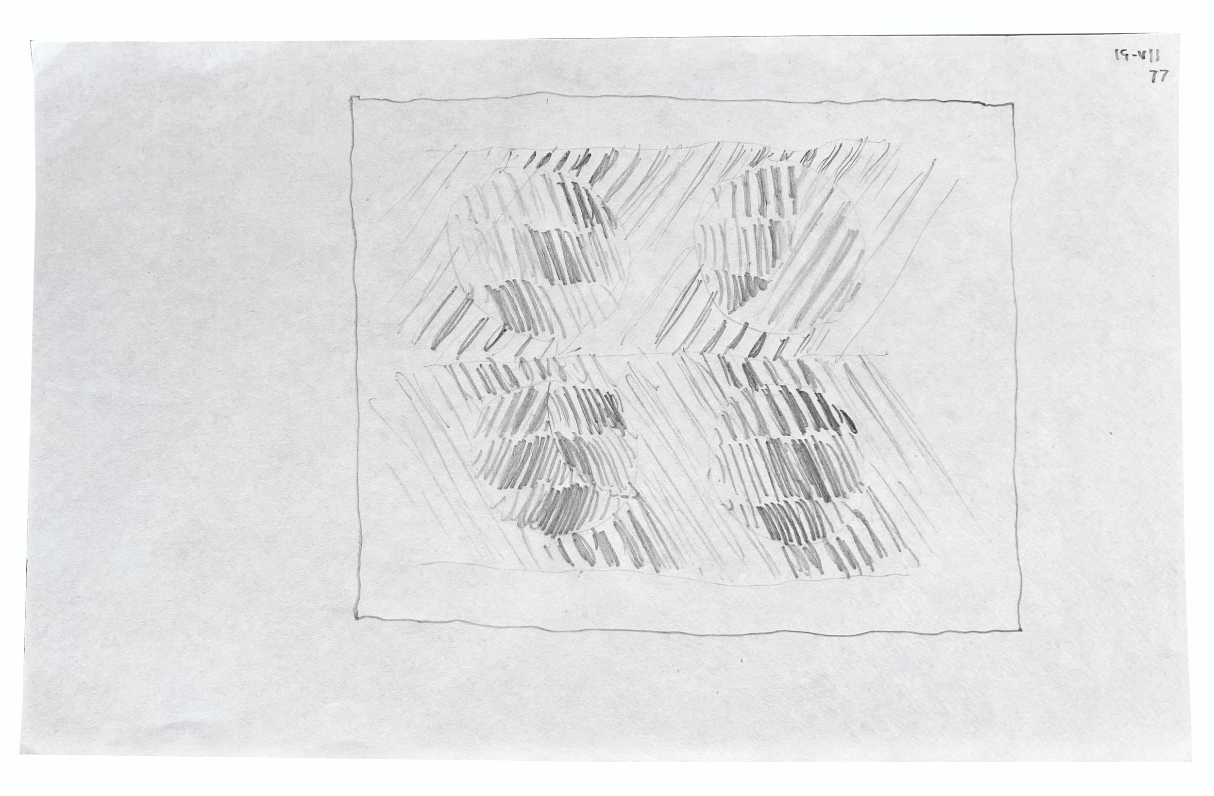 Sewell Sillman, Untitled [Sketch], 1977, graphite on paper, 5 x 8 inches