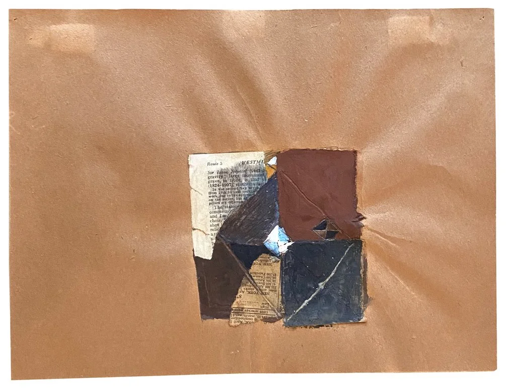 Fred Martin, Untitled [The Three Chapels of St. John The Evangelist], 1958, distemper, watercolor, graphite, and collage on paper, 9 x 12 inches: $1,500