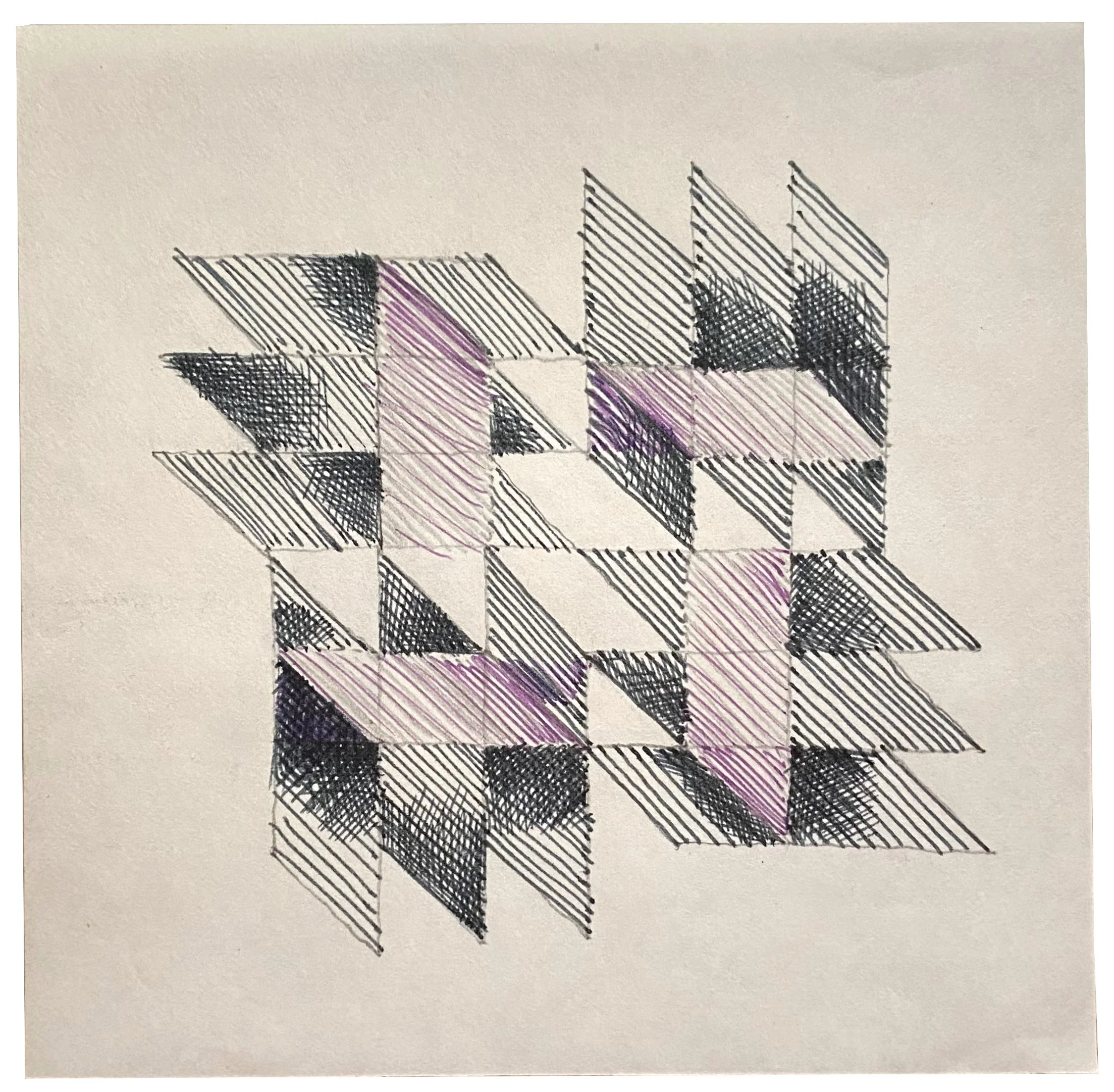 Sewell Sillman, Untitled, c. 1977, ink and graphite on paper, 5 x 5 inches