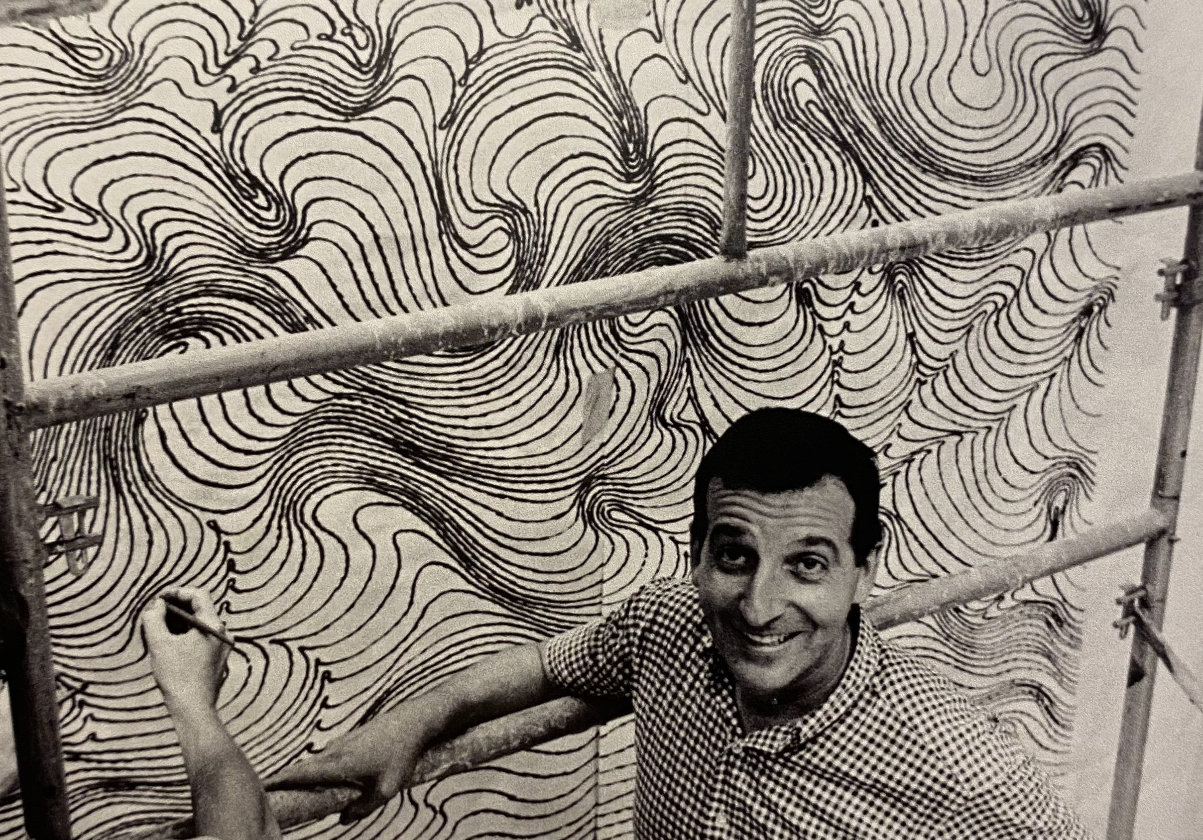 Sewell Sillman working on a mural at Yale's Art and Architecture building, 1963 (destroyed by fire in 1969). Photo: John T. Hill. Collection James McNair. Courtesy the Florence Griswold Museum.