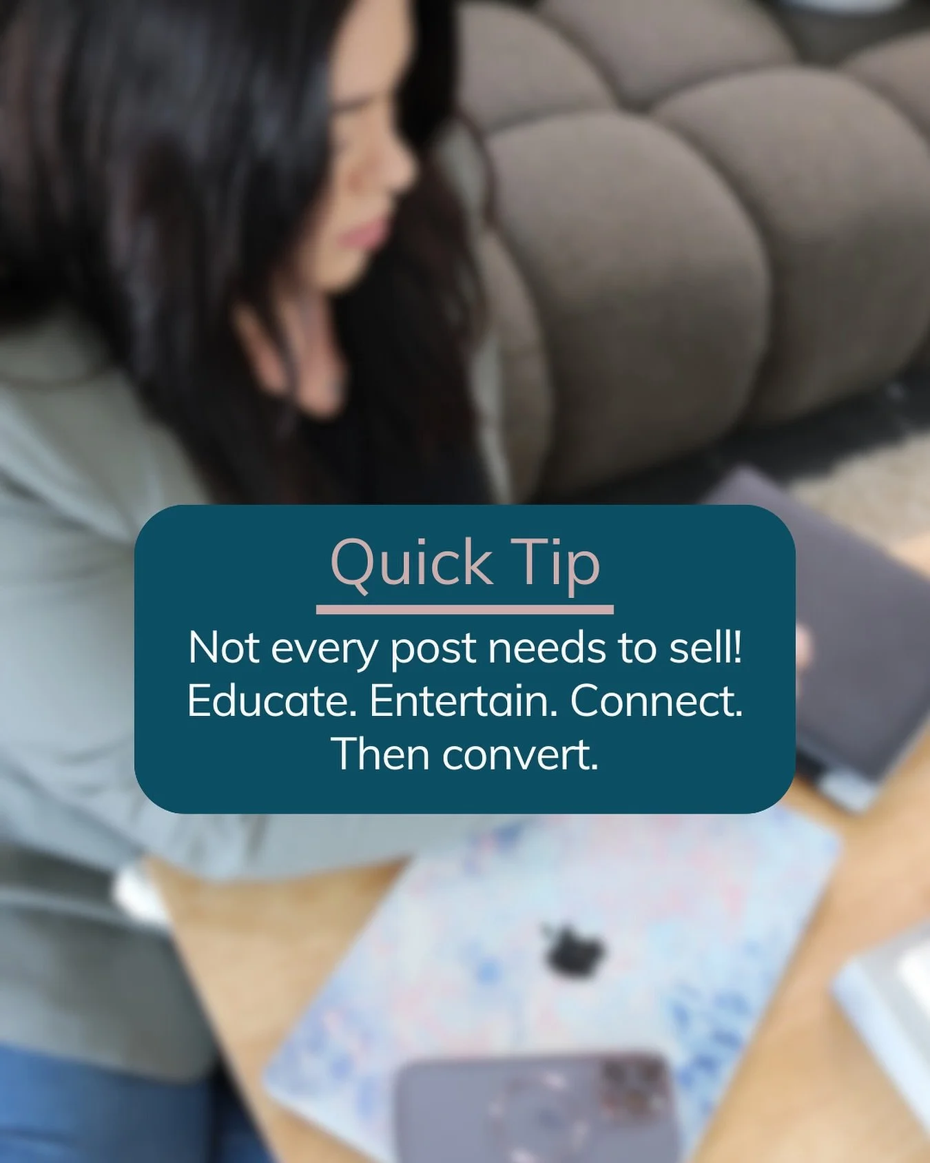Not every post needs to sell!! 
Educate. Entertain. Connect. Then convert.

Social media isn&rsquo;t just a sales platform. It&rsquo;s where people discover, learn, and build trust in your brand long before they buy 😍

That&rsquo;s why we use conten