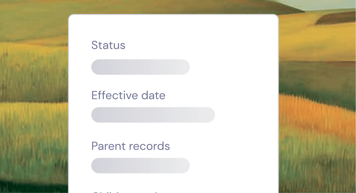 A digital form overlaying a landscape painting of a green and yellow field with rolling hills in the background, showing fields divided by color and texture.