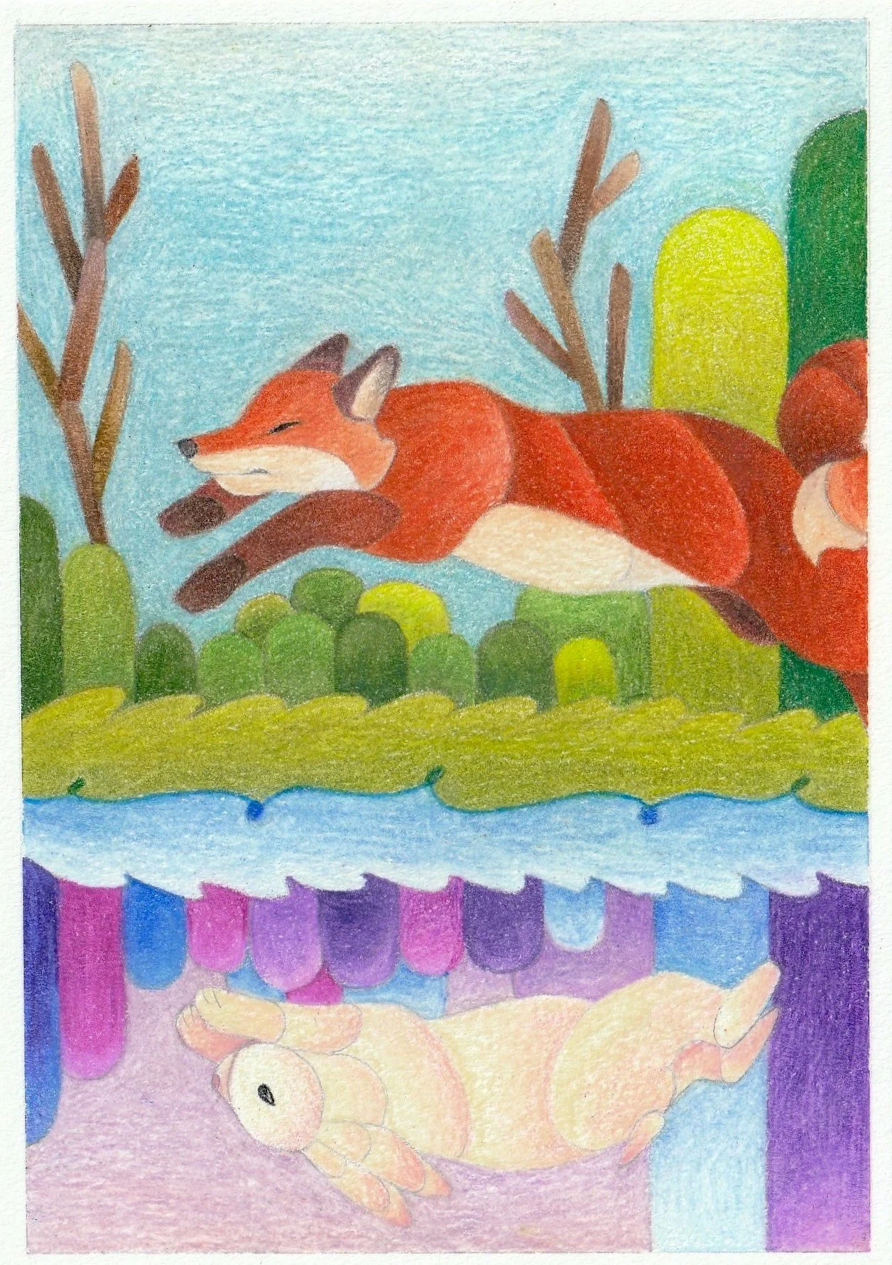 6" x 4" colored pencil