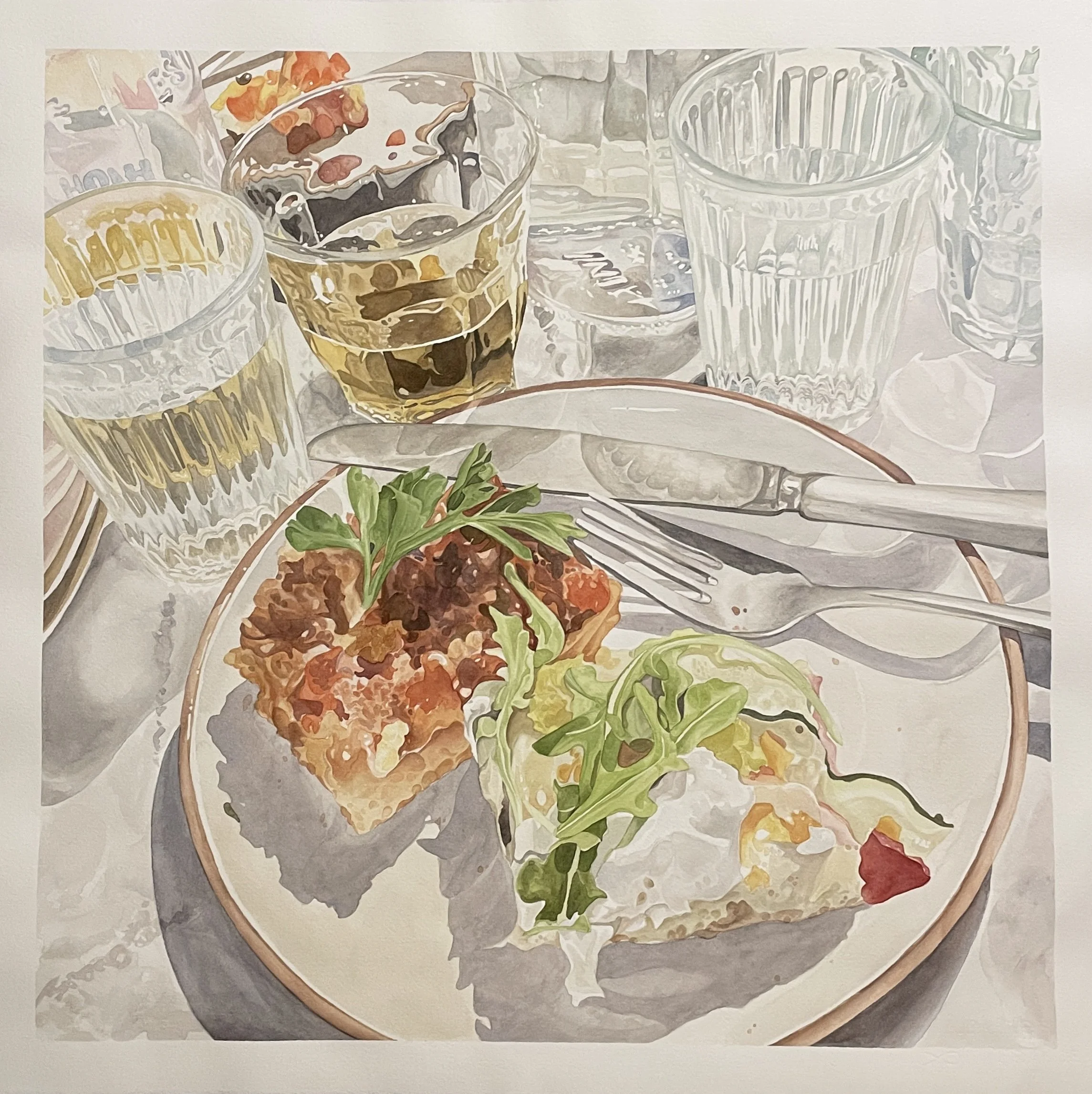 22" x 22" watercolor