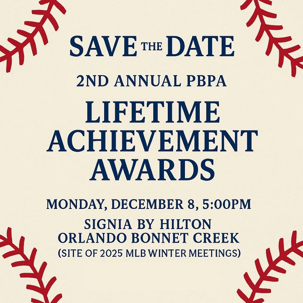 Join us as we honor legends of baseball photography at the 2nd Annual PBPA Lifetime Achievement Awards.

Celebrating the artistry and dedication that define the craft of baseball photography, this year&rsquo;s presentation will recognize five histori