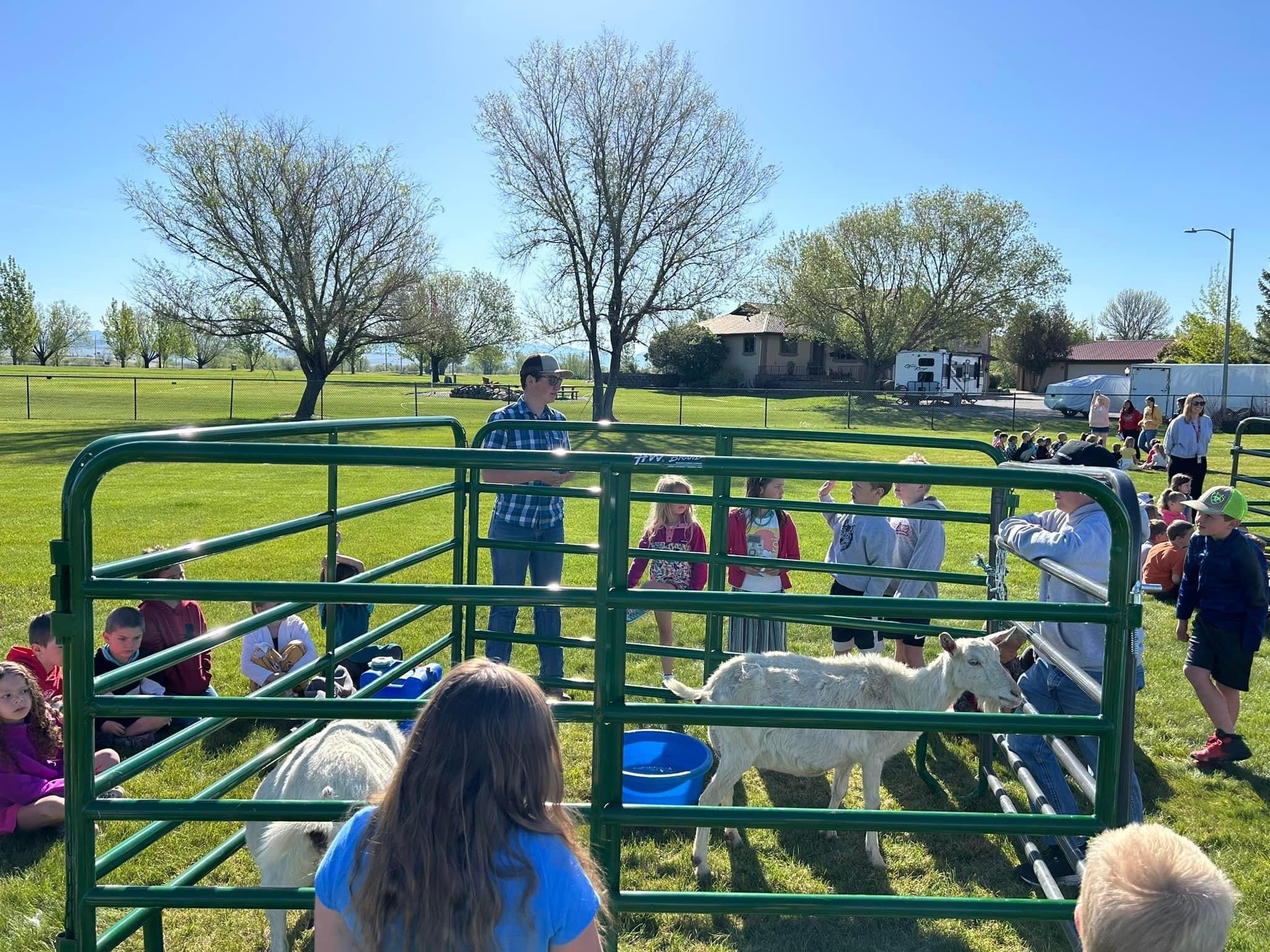 Corban and Fin working at Three Forks FFA Ag Days (for entire elementary school)