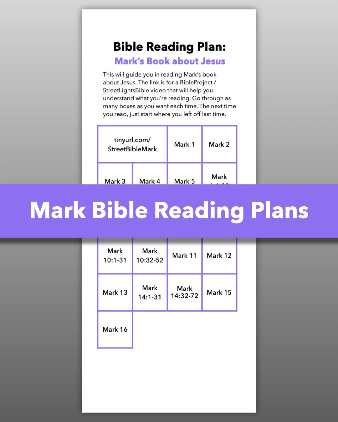 Mark Bible Reading Plan Package