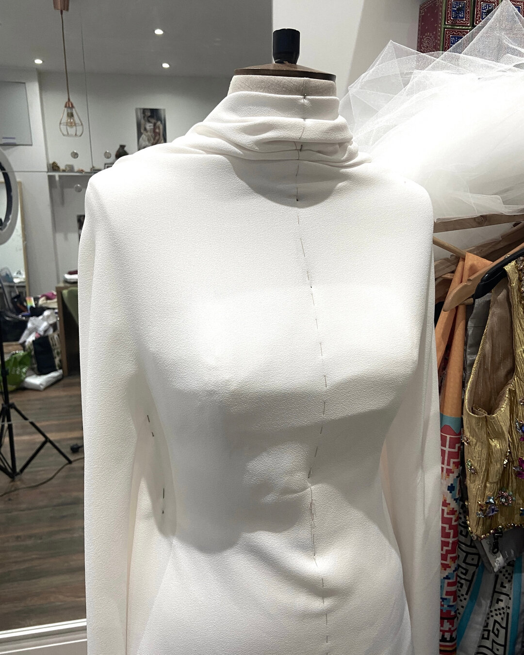 Draping is one of the most natural ways to allow creativity to flow and for shapes to form. When it comes to bridal wear, I can be one of the best ways to create something flattering to each client. As a designer, I like to use draping as a classical