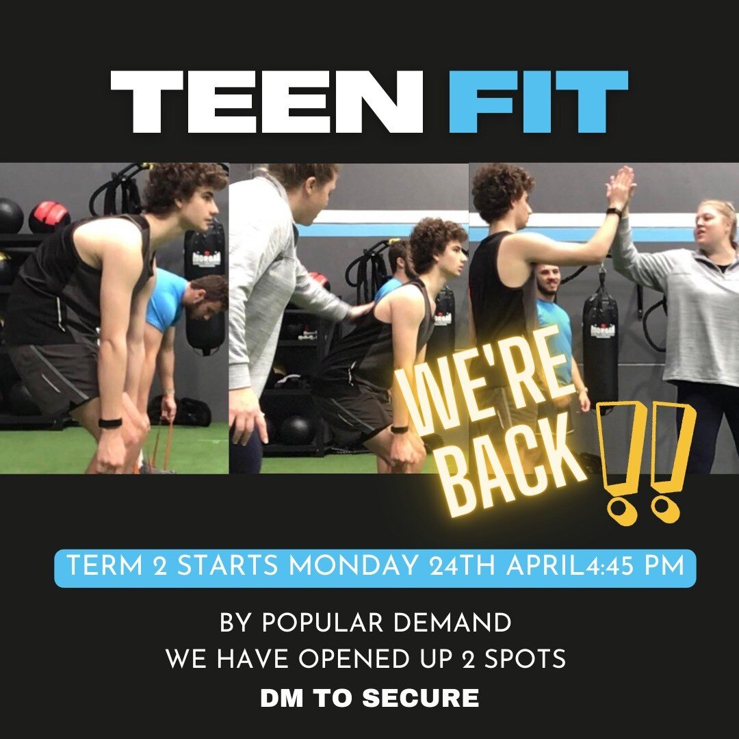 💪✨Teen Fit Term 2 is starting on Monday, April 24th at 4:45pm! 

We're thrilled to have our teens back in the HQ, working on their technique, strength, and fitness, while also learning the skills of self-improvement, self-worth, and confidence. 

Wh