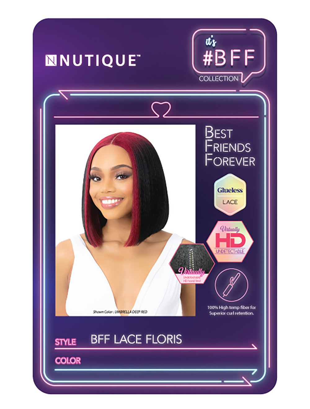 Nutique BFF HD Lace Front Wig - Garnet, Umbrella Mint