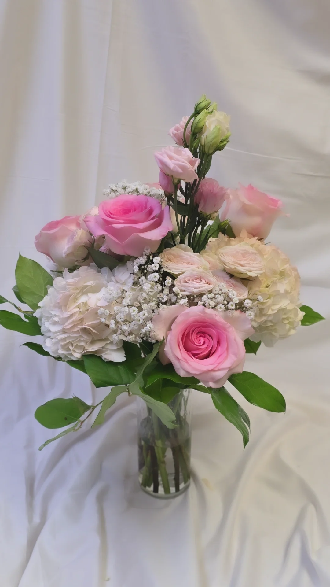 Pink Flower Arrangement Brooklyn Glass Vase.webp
